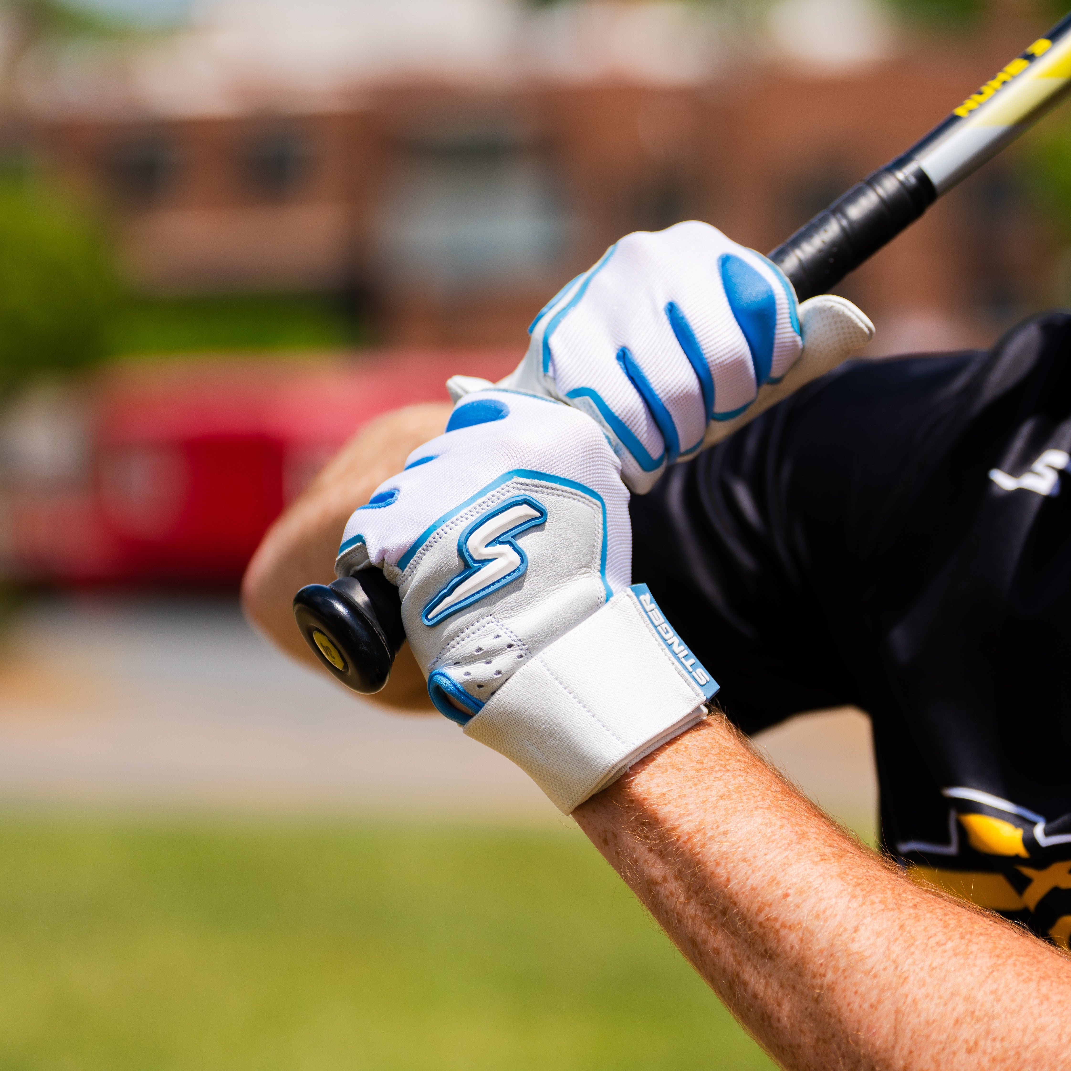 Winder Series Batting Gloves - Columbia Blue & White