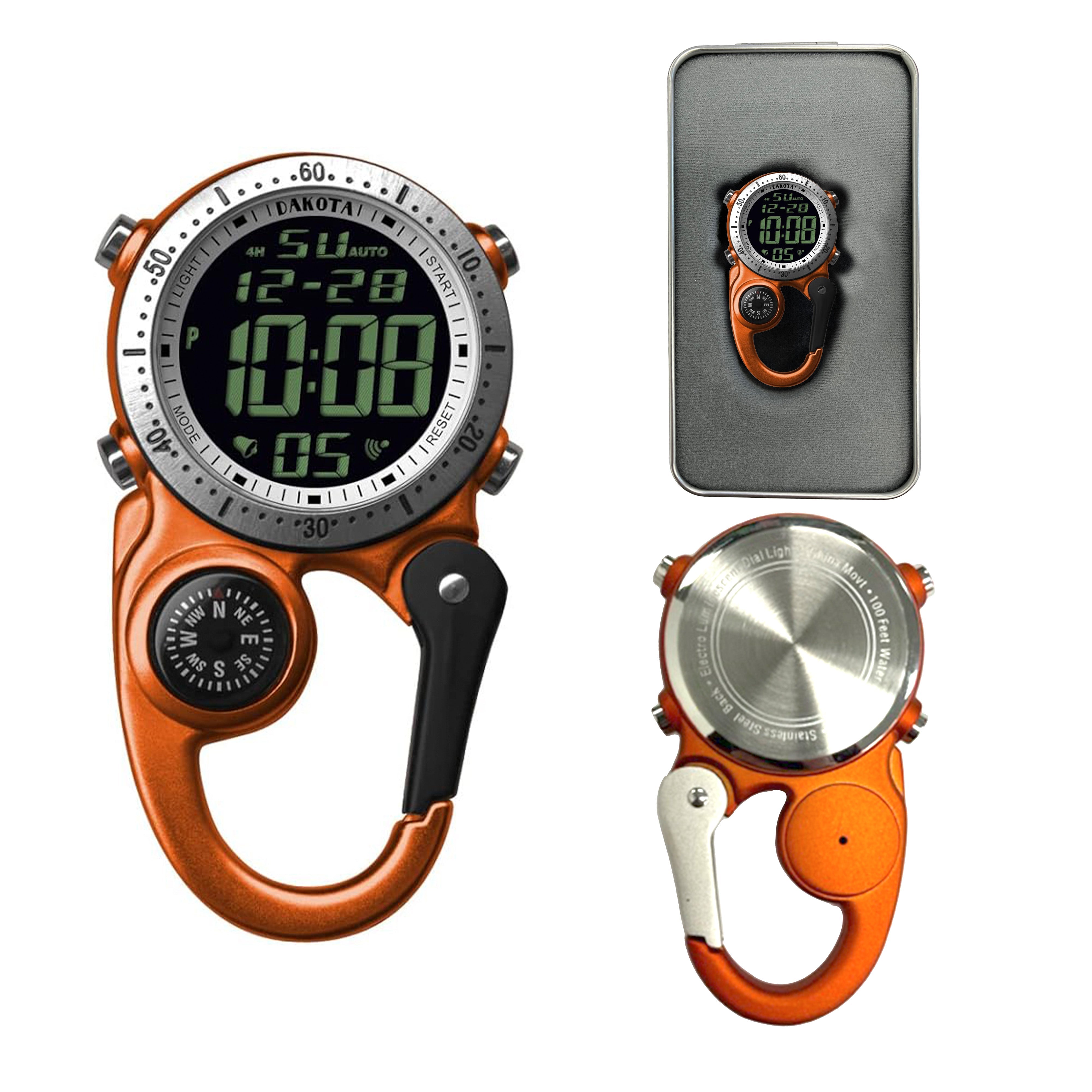 Digital Clip Watch in Orange