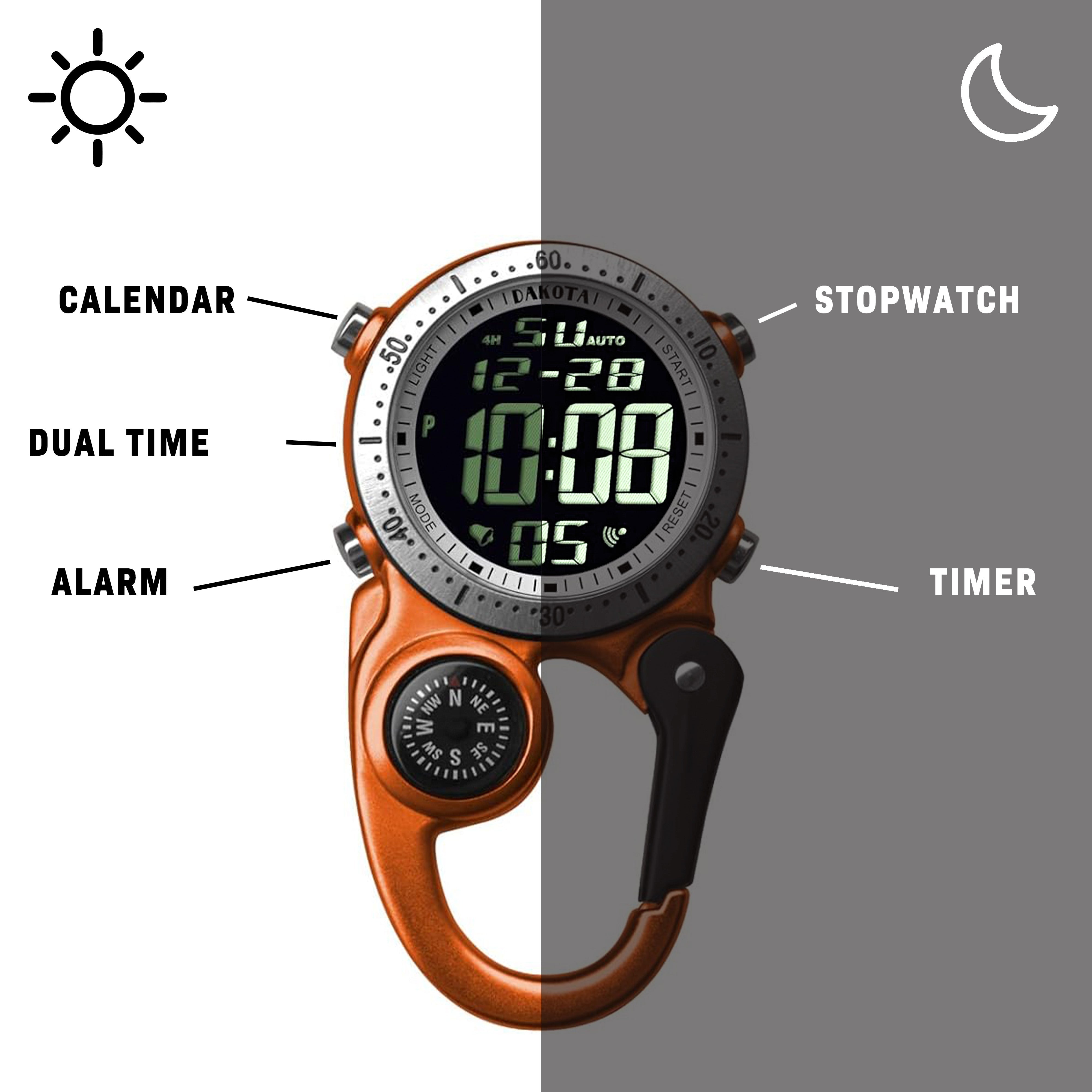 Digital Clip Watch in Orange