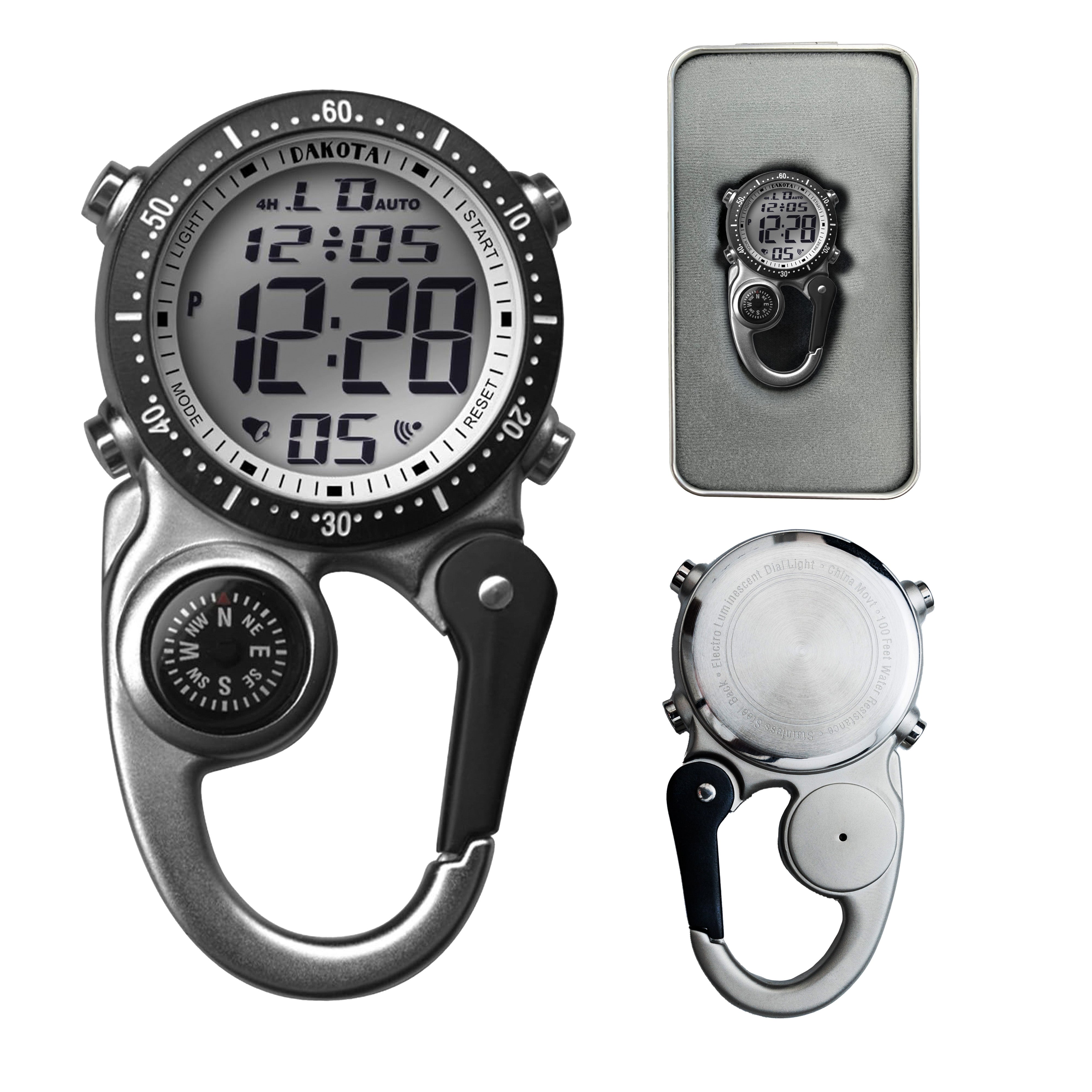 Digital Clip Watch in Silver