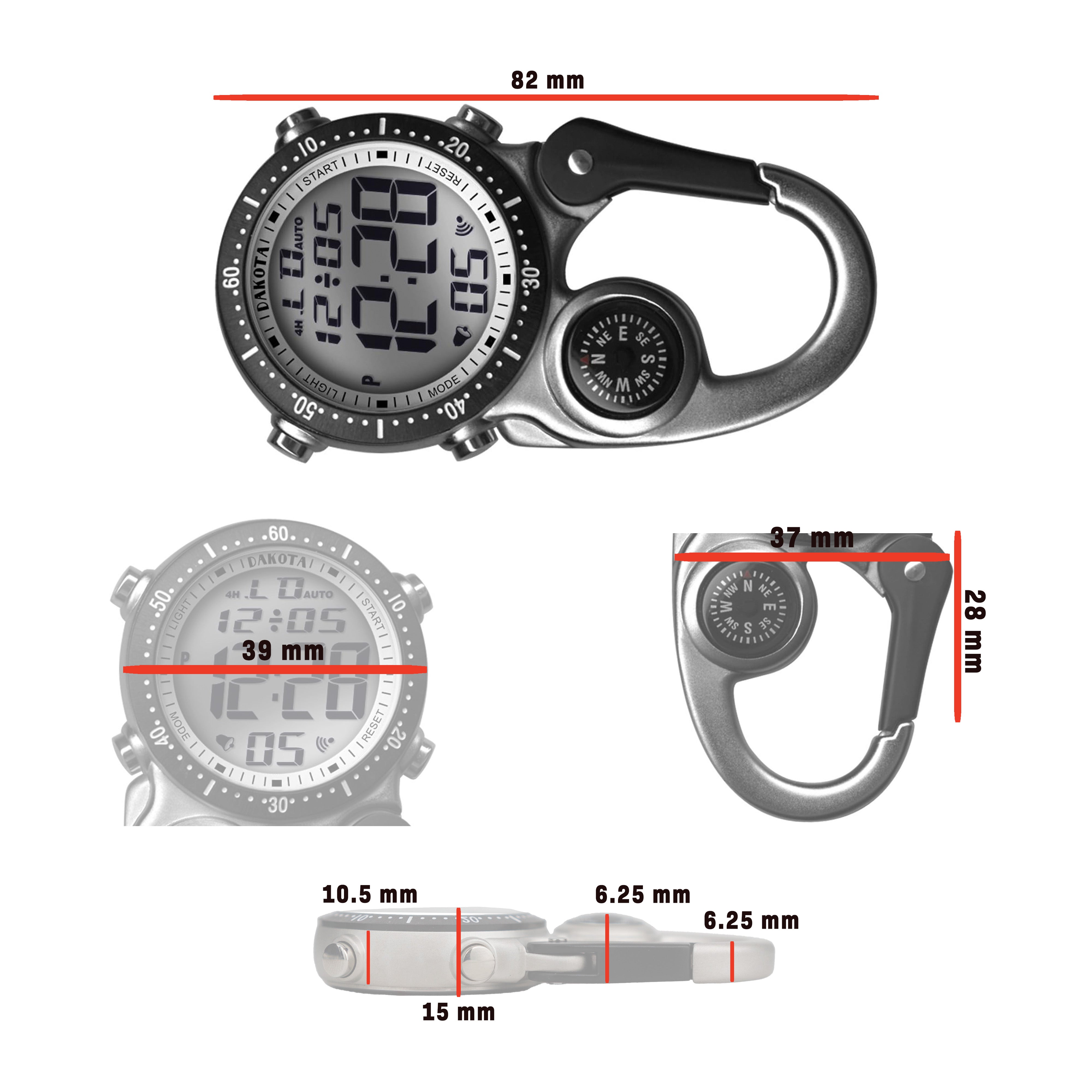 Digital Clip Watch in Silver