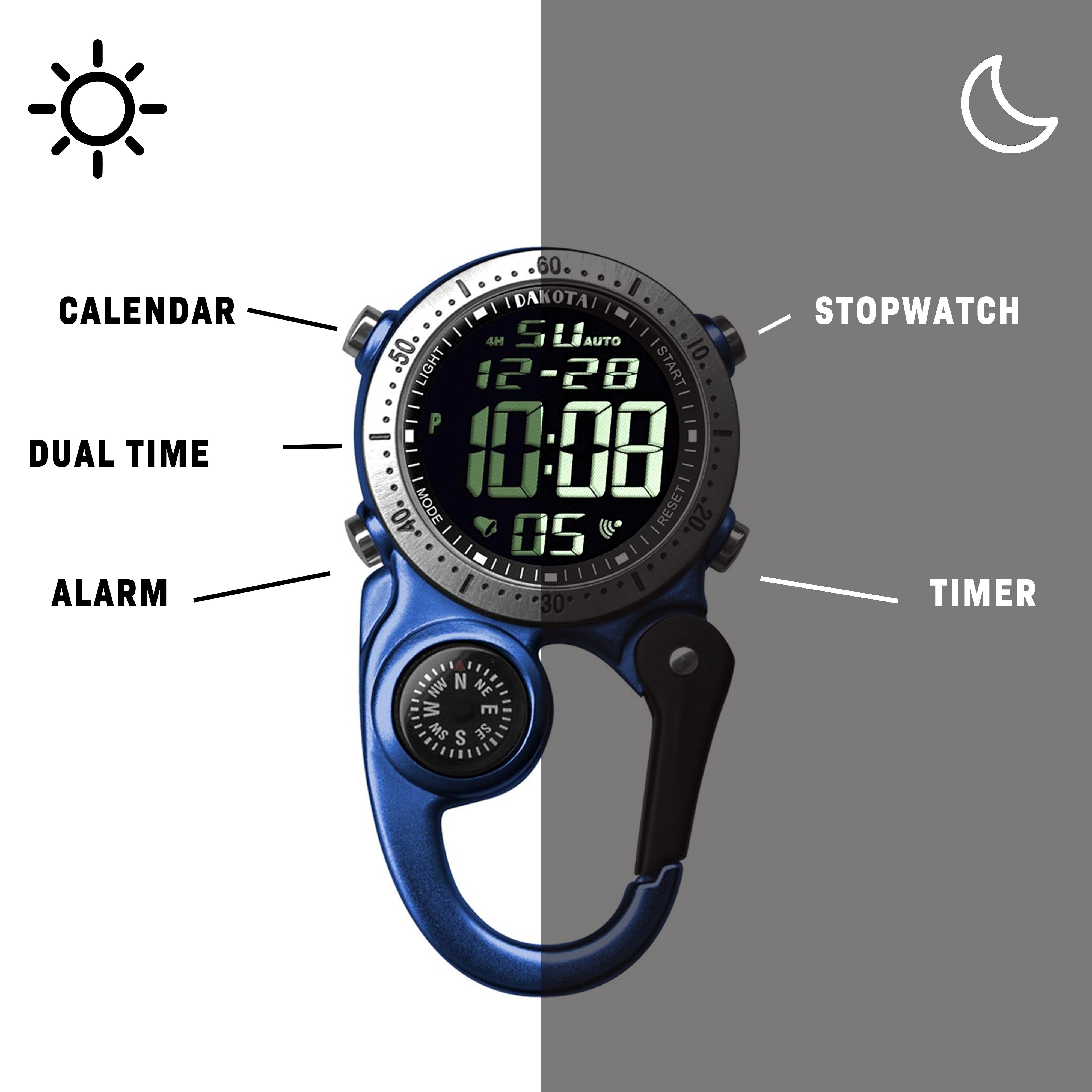 Digital Clip Watch in Blue