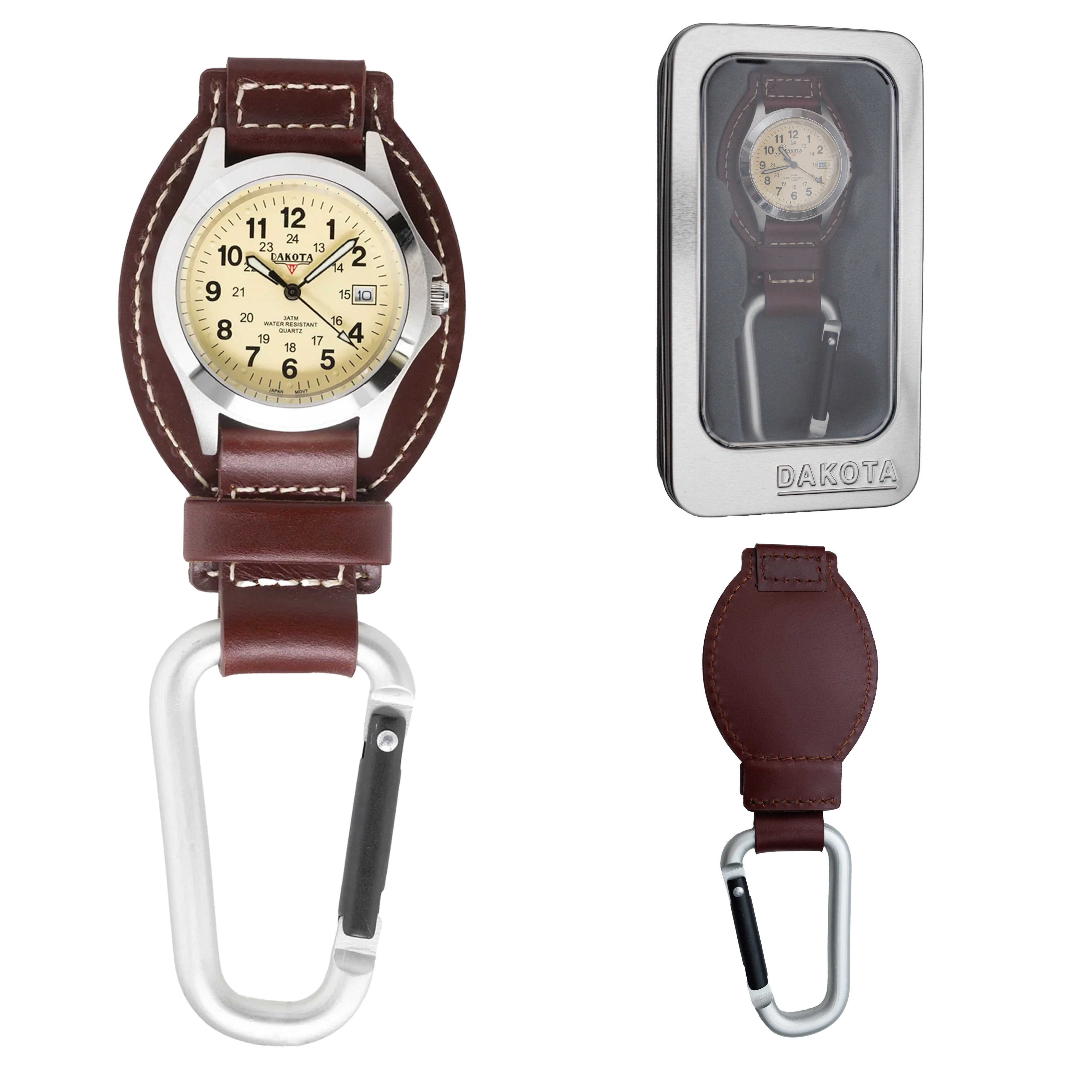 Dakota Leather Clip in Brown