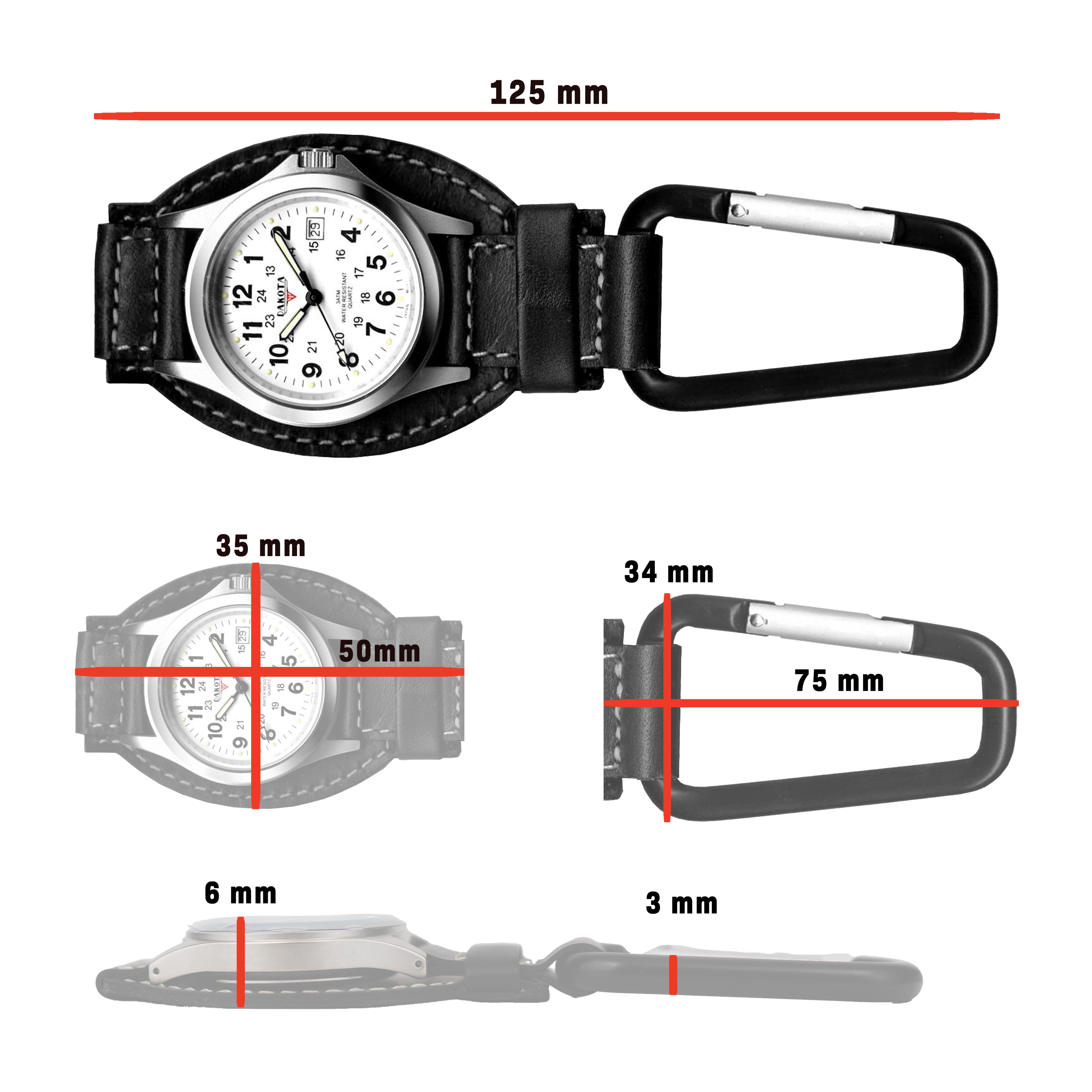 Dakota Leather Clip in Black