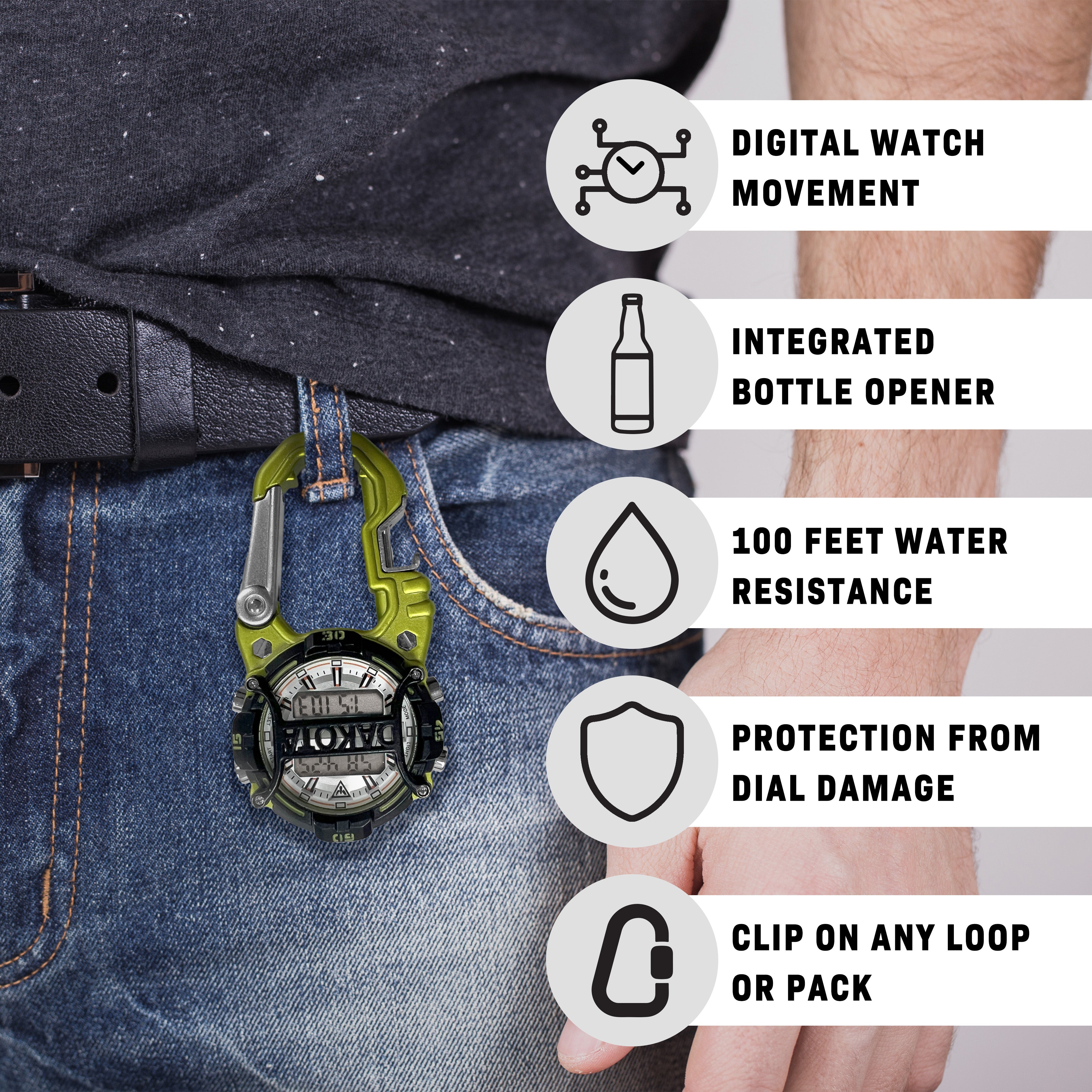 Cage Clip Bottle Opener Watch in Lime Green