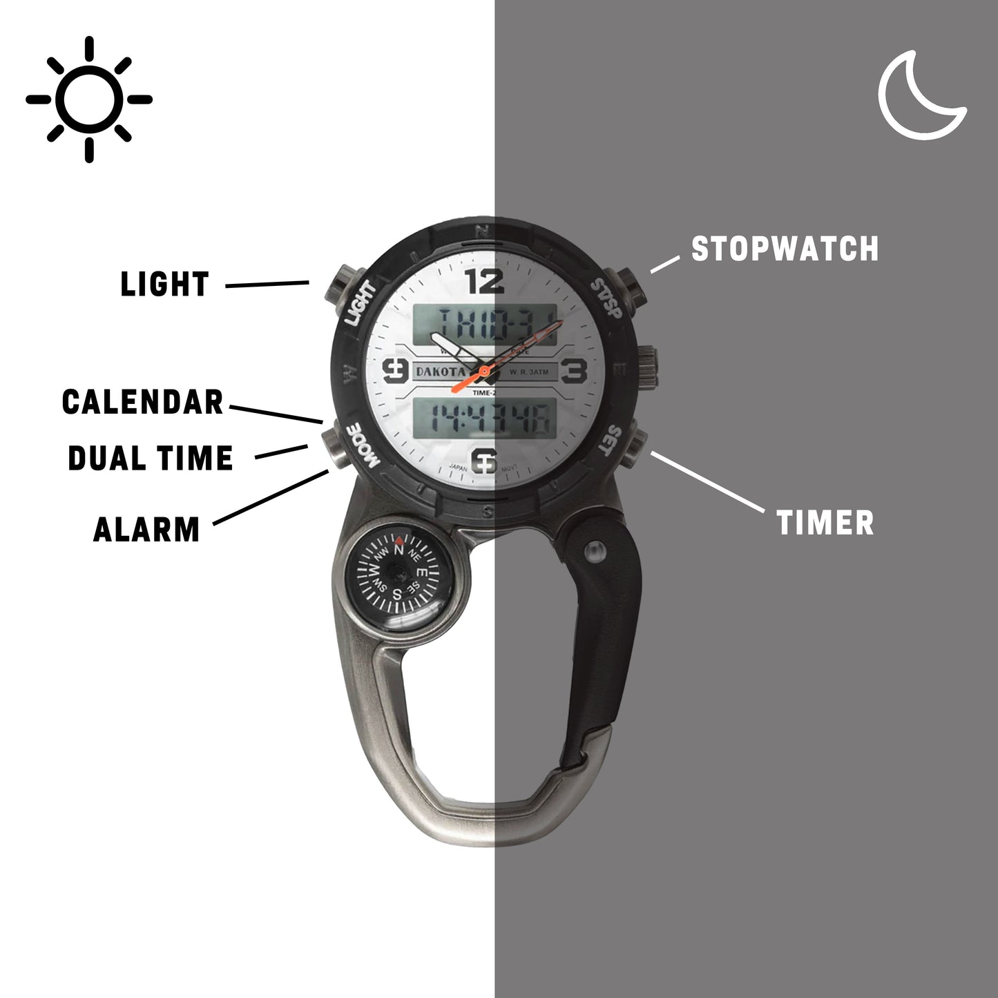Analog Digital Military Clip Watch
