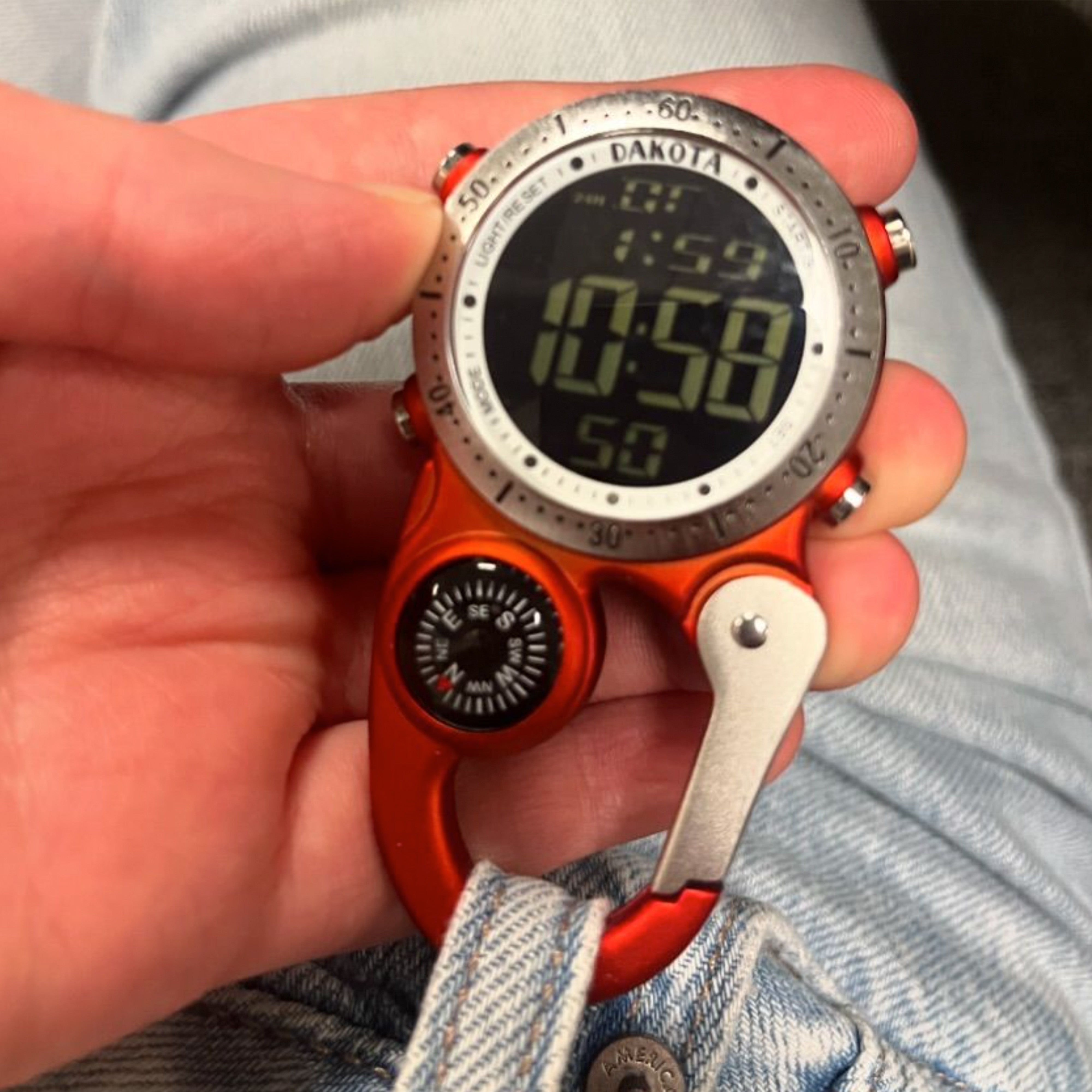 Digital Clip Watch in Orange
