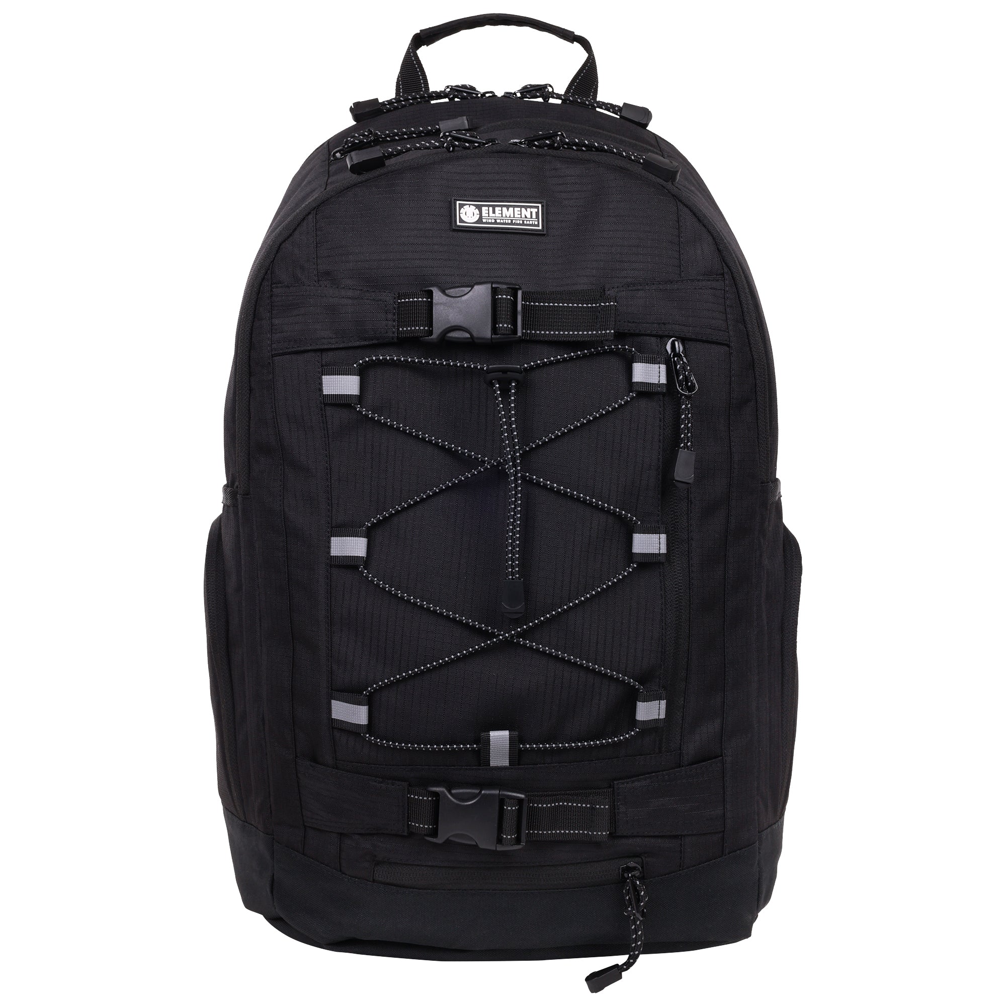 Element Ripstop Backpack- Durable Outdoor And School Bag With Skate Straps And Multiple Compartments, Black