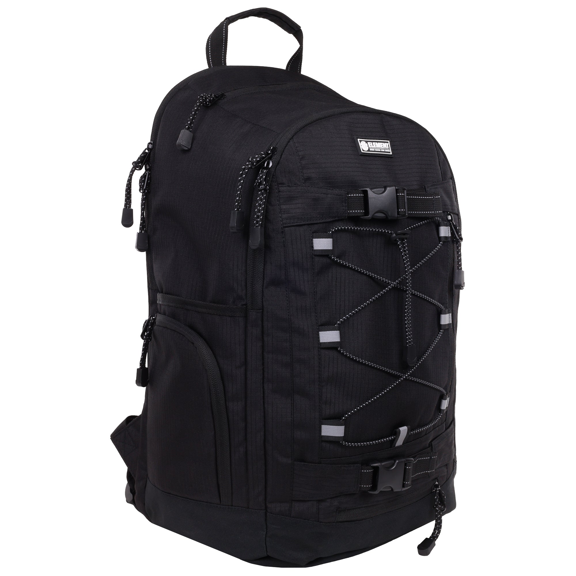 Element Ripstop Backpack- Durable Outdoor And School Bag With Skate Straps And Multiple Compartments, Black