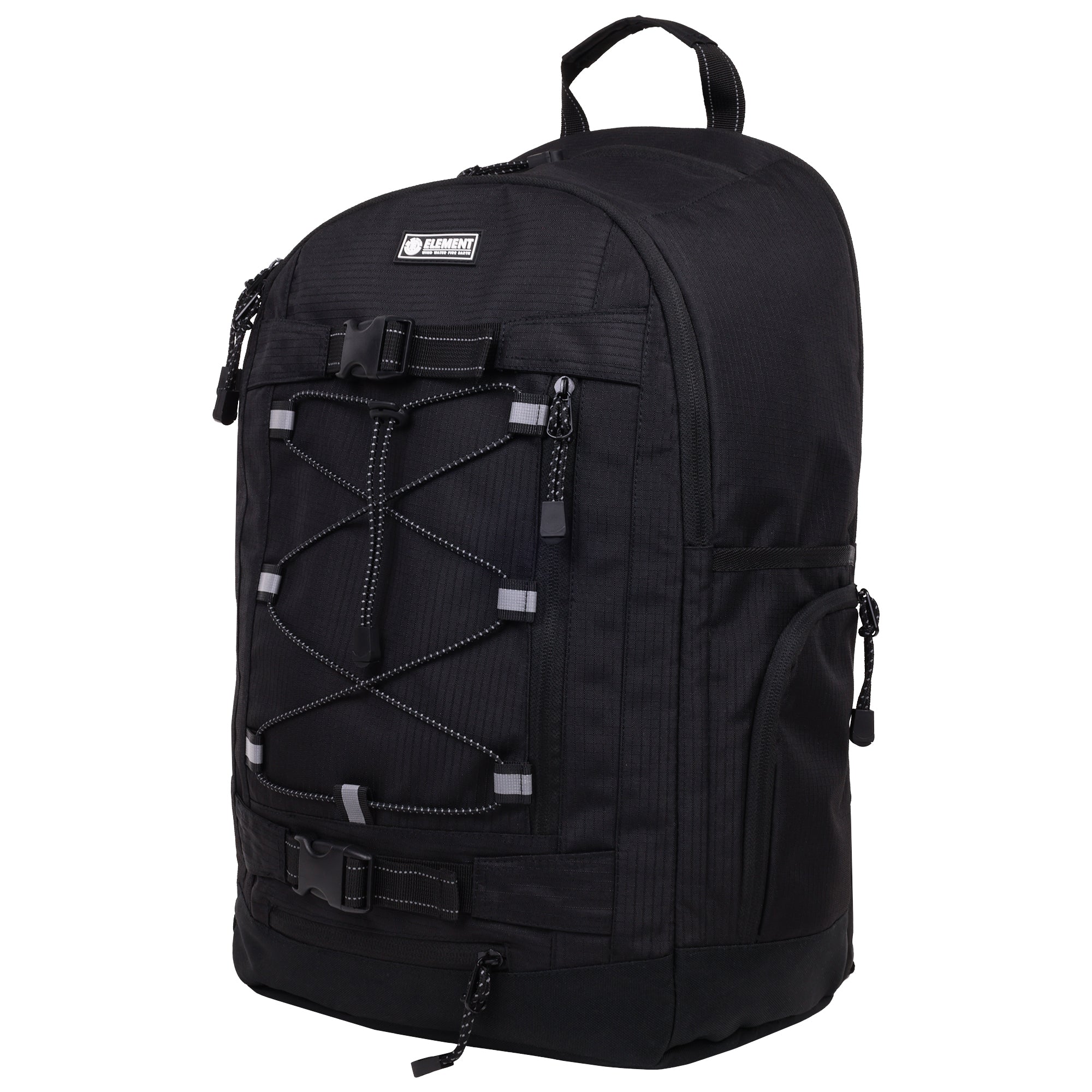 Element Ripstop Backpack- Durable Outdoor And School Bag With Skate Straps And Multiple Compartments, Black
