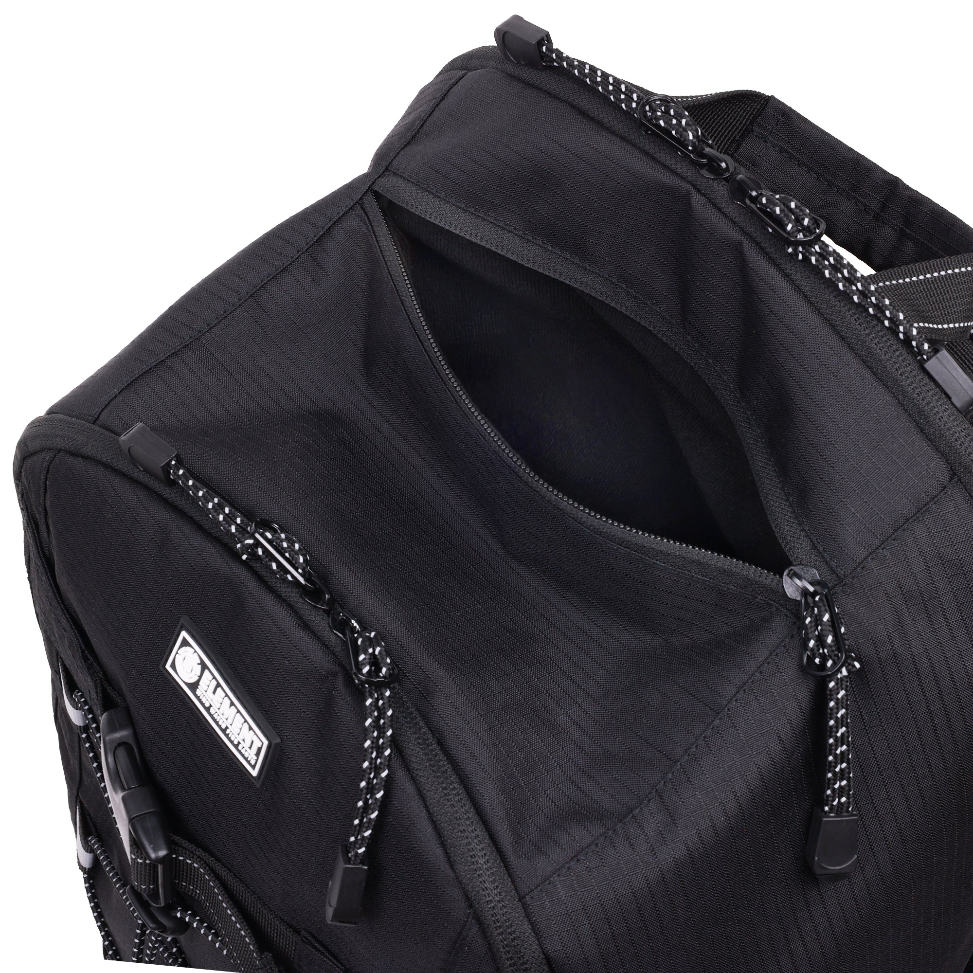 Element Ripstop Backpack- Durable Outdoor And School Bag With Skate Straps And Multiple Compartments, Black