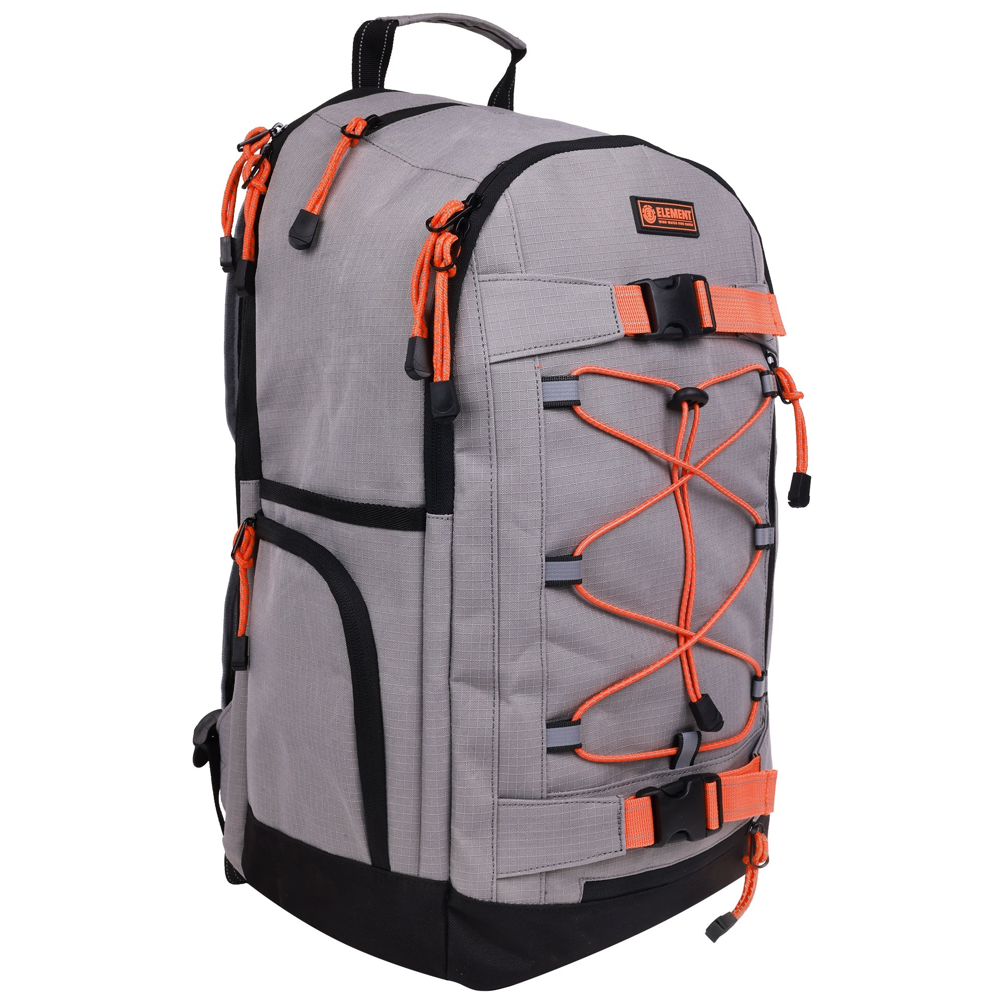 Element Ripstop Backpack- Durable Outdoor And School Bag With Skate Straps And Multiple Compartments, Grey