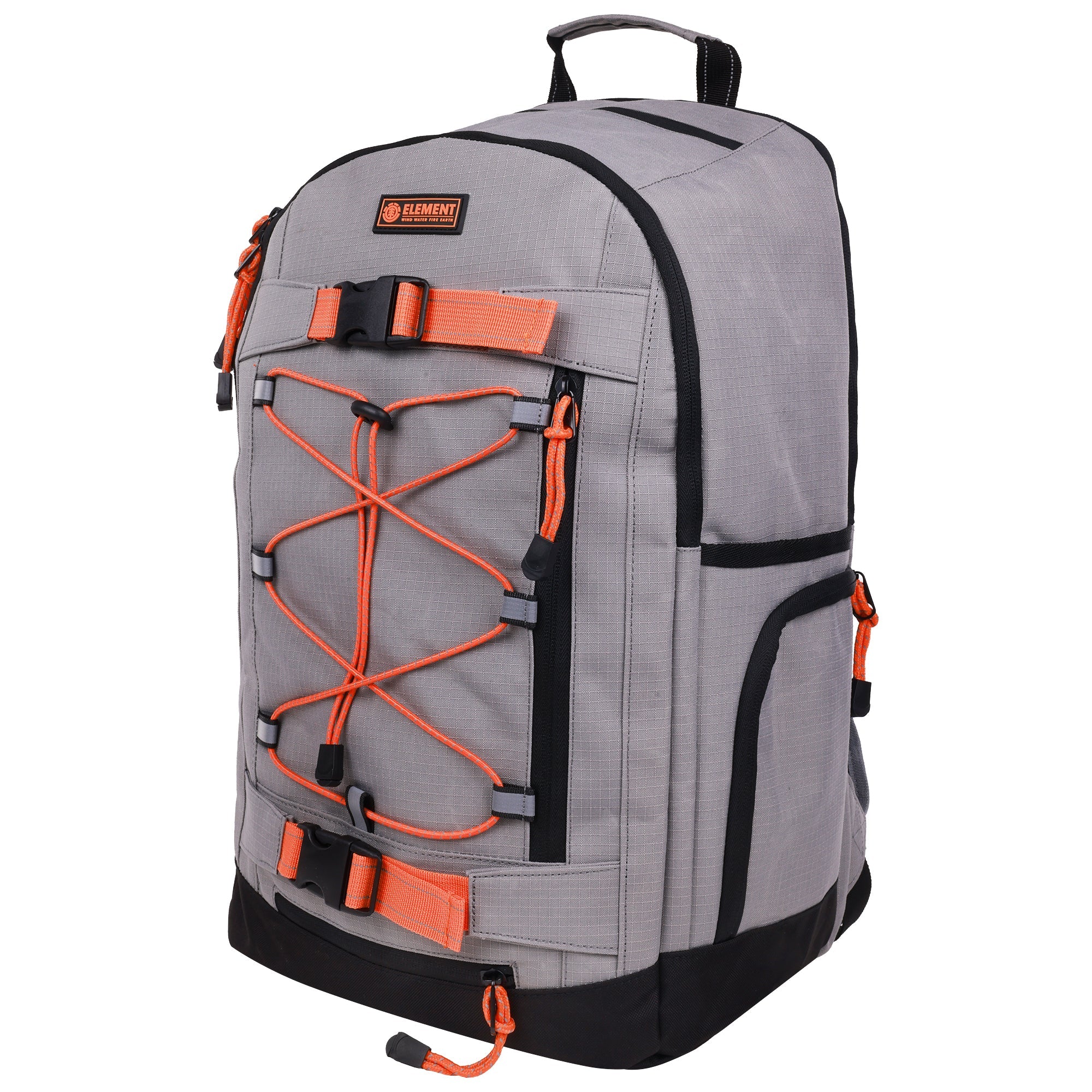 Element Ripstop Backpack- Durable Outdoor And School Bag With Skate Straps And Multiple Compartments, Grey