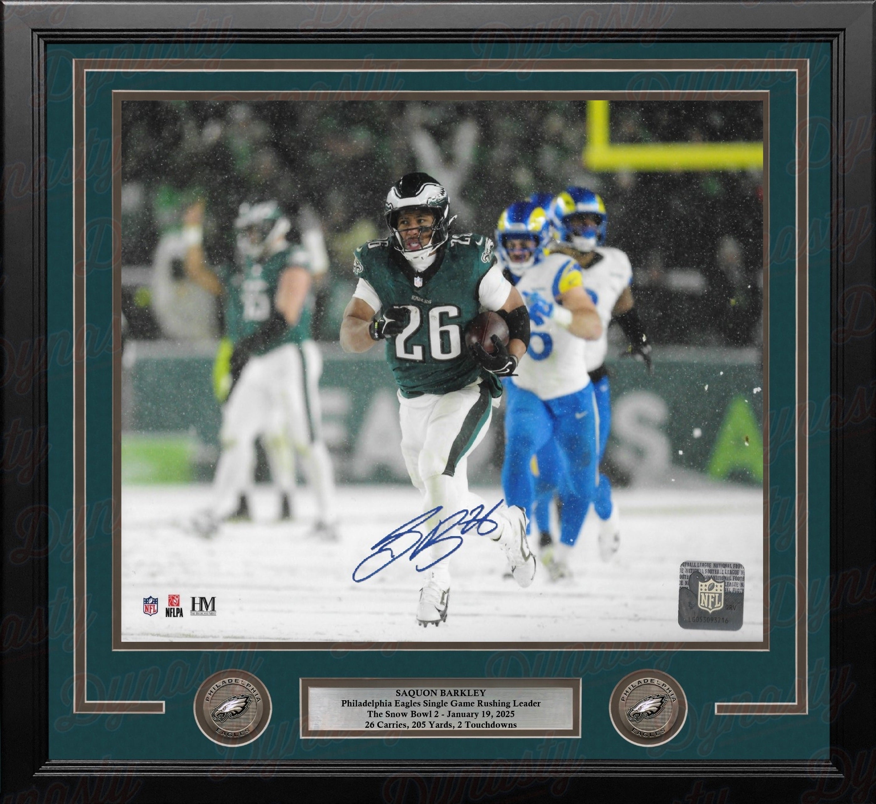 Autographed Philadelphia Eagles Saquon Barkley Snow Bowl Framed Football Photo
