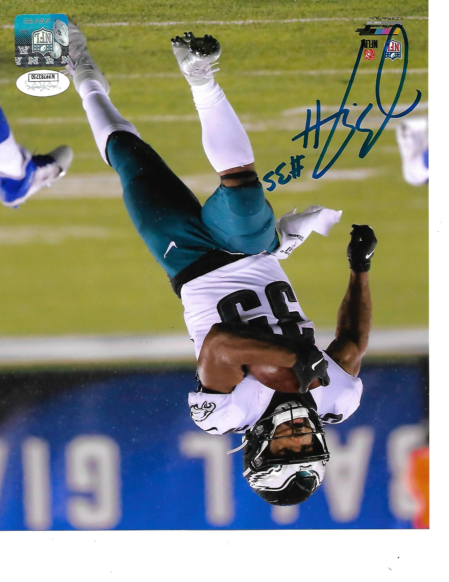 Boston Scott in Action v. NY Giants Philadelphia Eagles Autographed 11" x 14" Football Photo