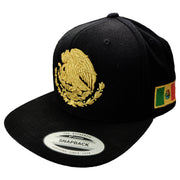 Embroidered Snapback Mexico Shield Black & Gold Hat