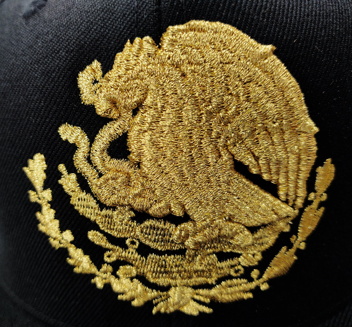 Embroidered Snapback Mexico Shield Black & Gold Hat