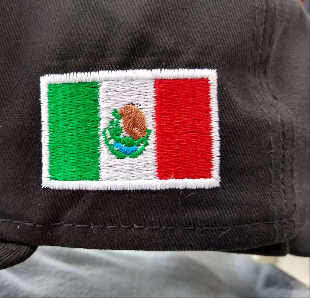 Embroidered Shield & Mexico Flag Snapback Black Hat