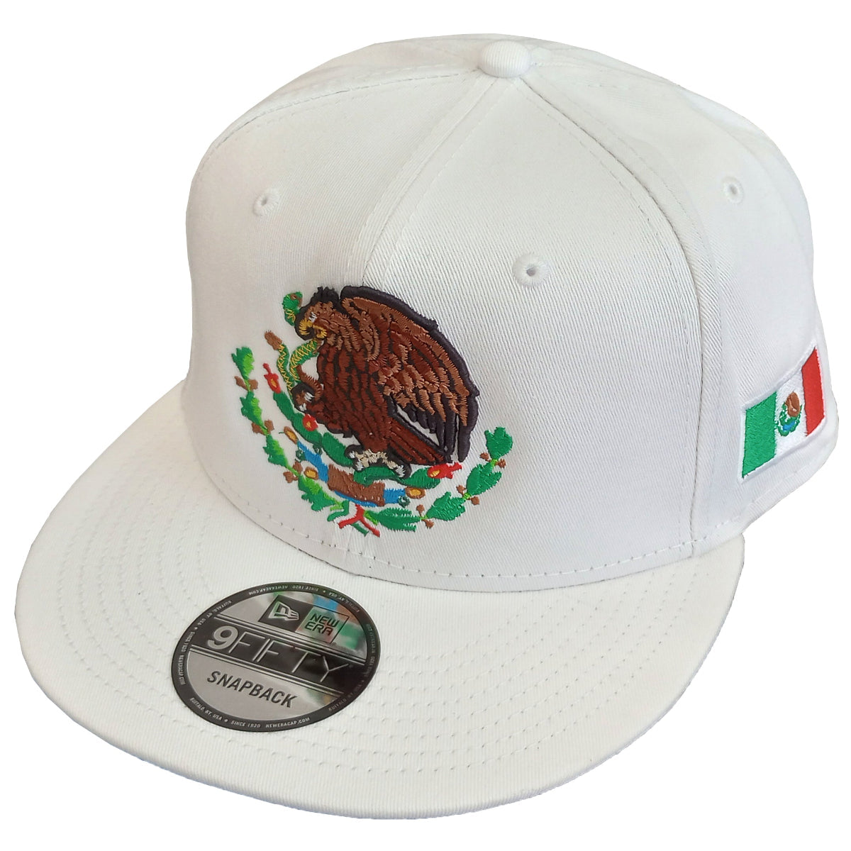 Embroidered Shield & Mexico Flag White Hat
