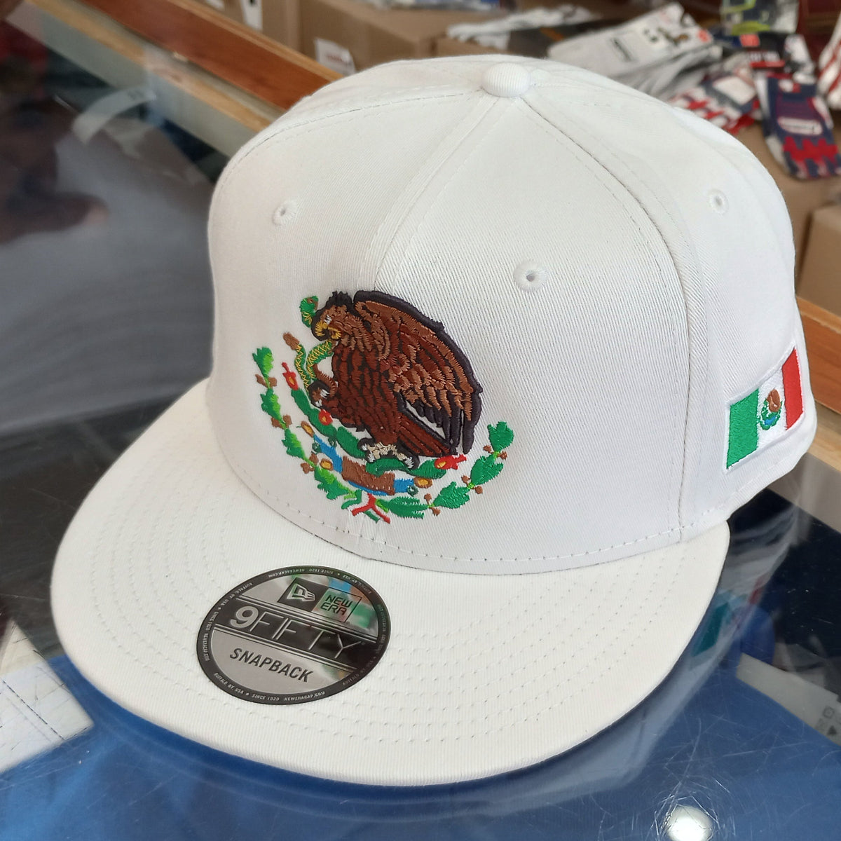 Embroidered Shield & Mexico Flag White Hat