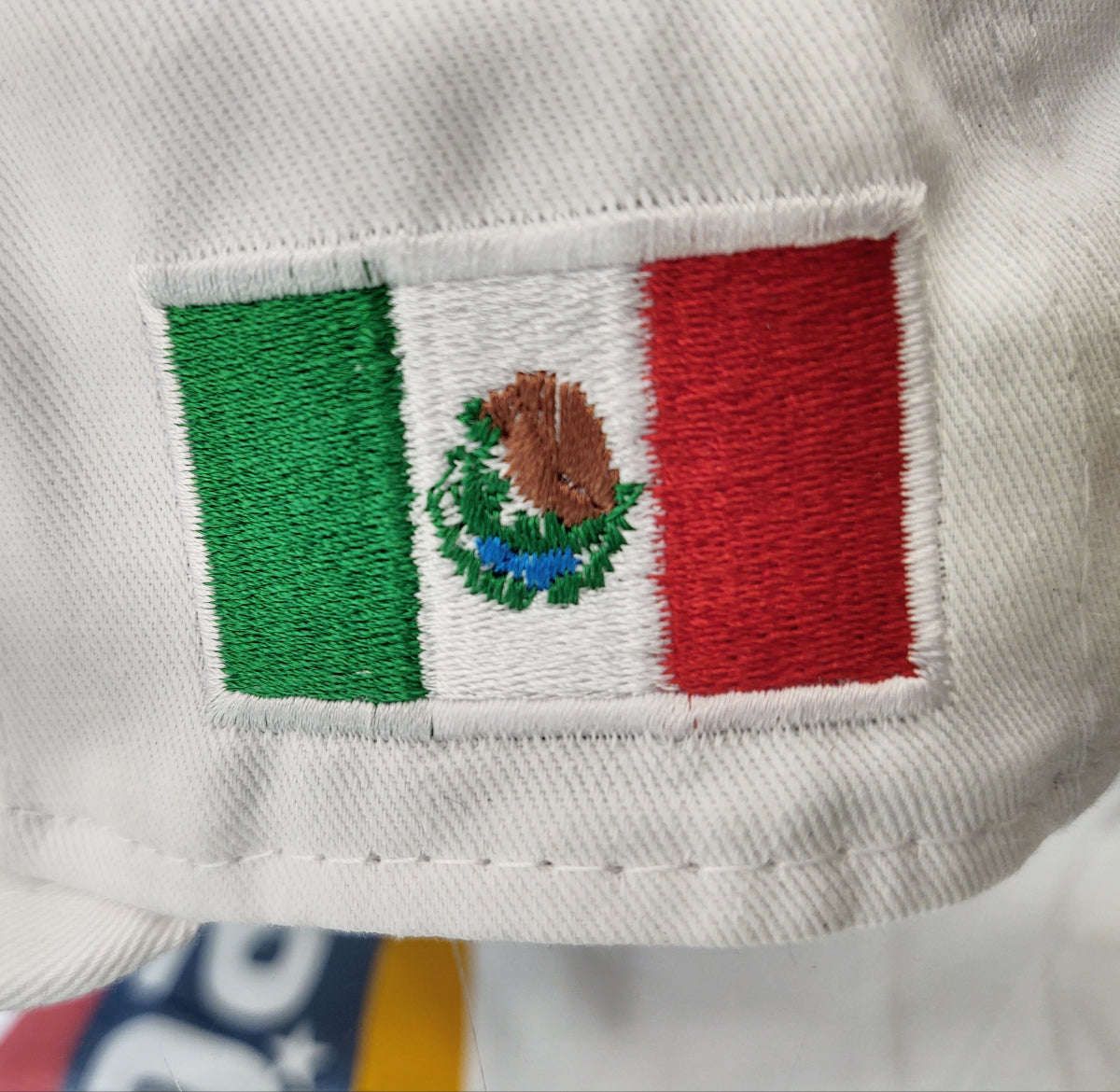Embroidered Shield & Mexico Flag White Hat