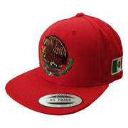 Embroidered Shield & Mexico Flag Red Snapback Hat