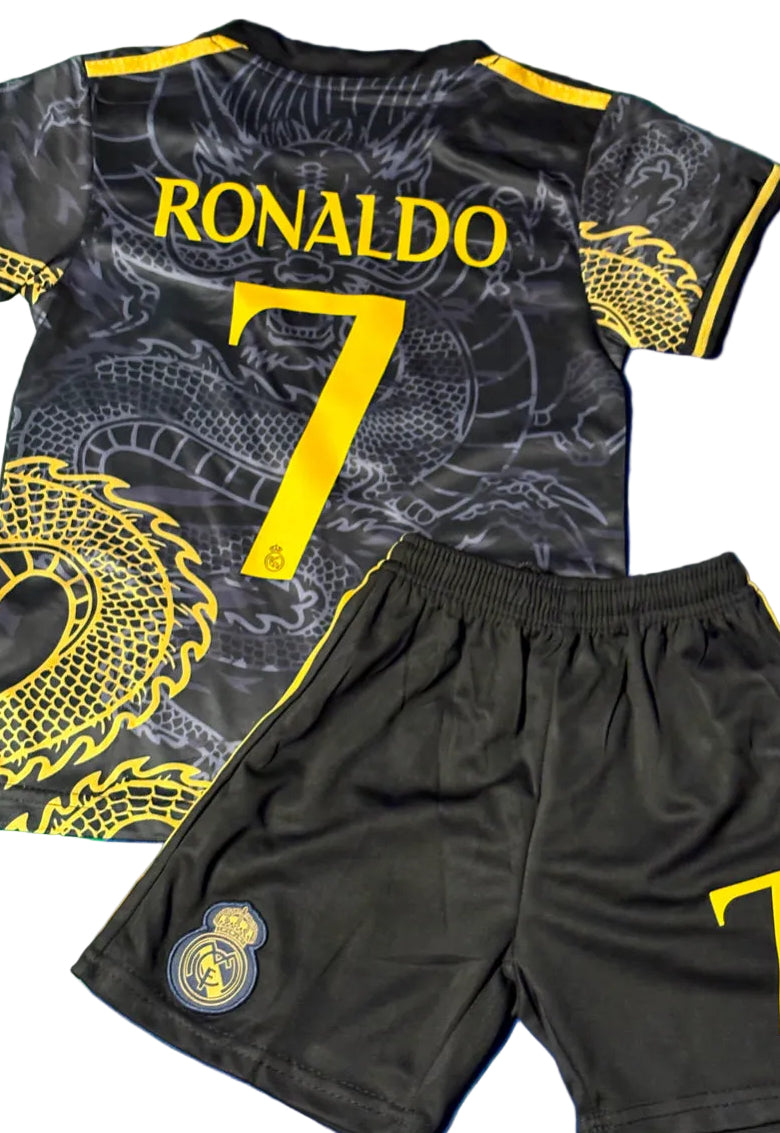 Ronaldo 7 Dragon Edition Real Madrid Exclusive 3rd Soccer Jersey Toddler/youth Kids Kit