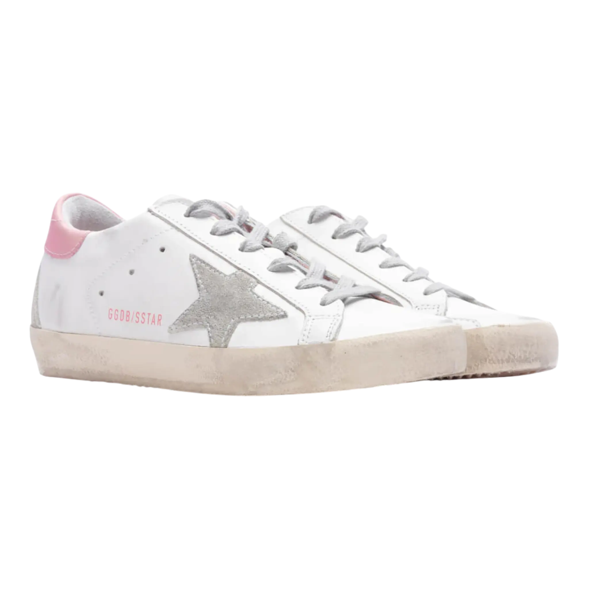 Golden Goose Super-Star Women White Gray Suede Cream Sneakers