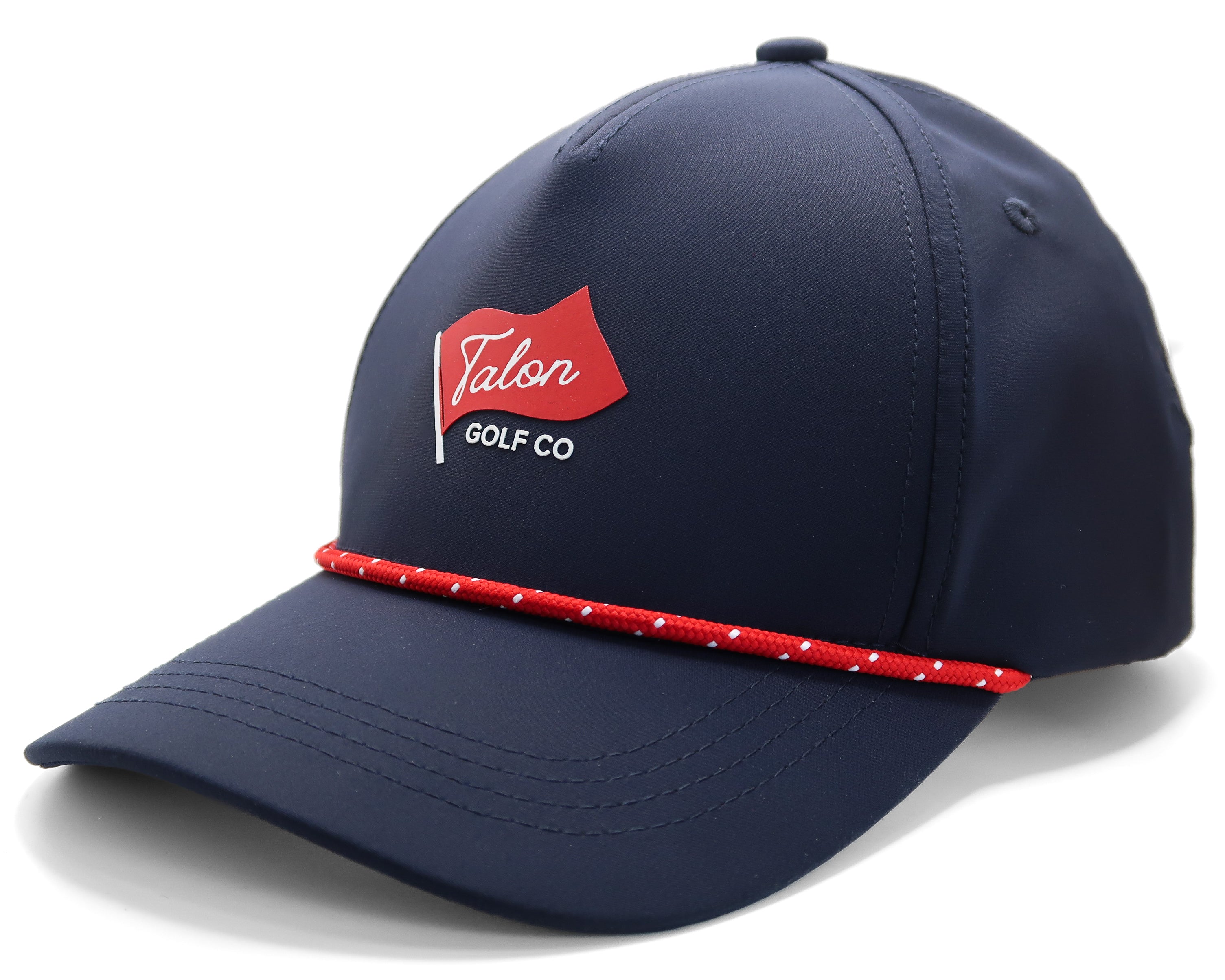 Blue Baseball Hat with Red Rope Flag Logo
