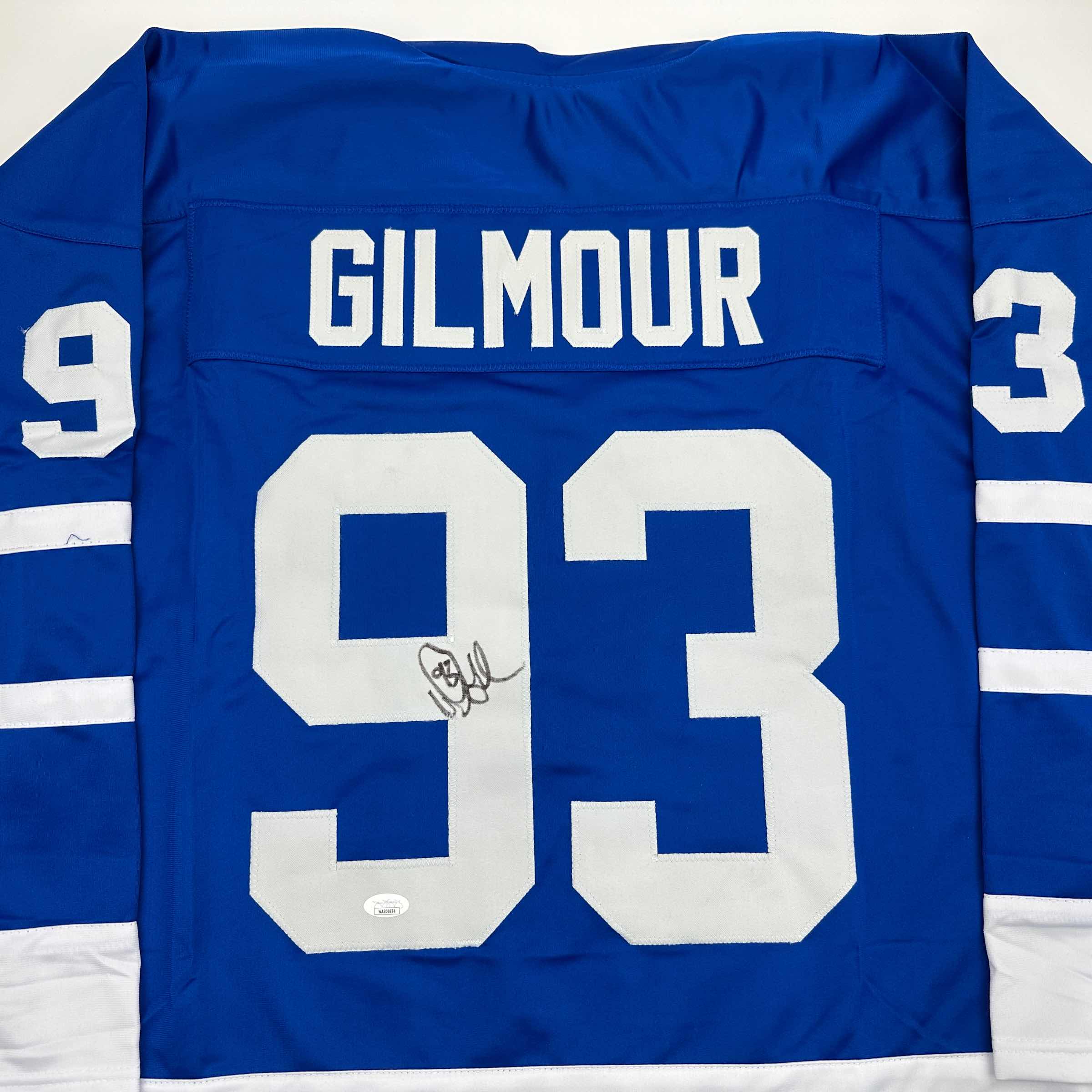 Autographed/Signed Doug Gilmour Toronto Blue Hockey Jersey JSA COA