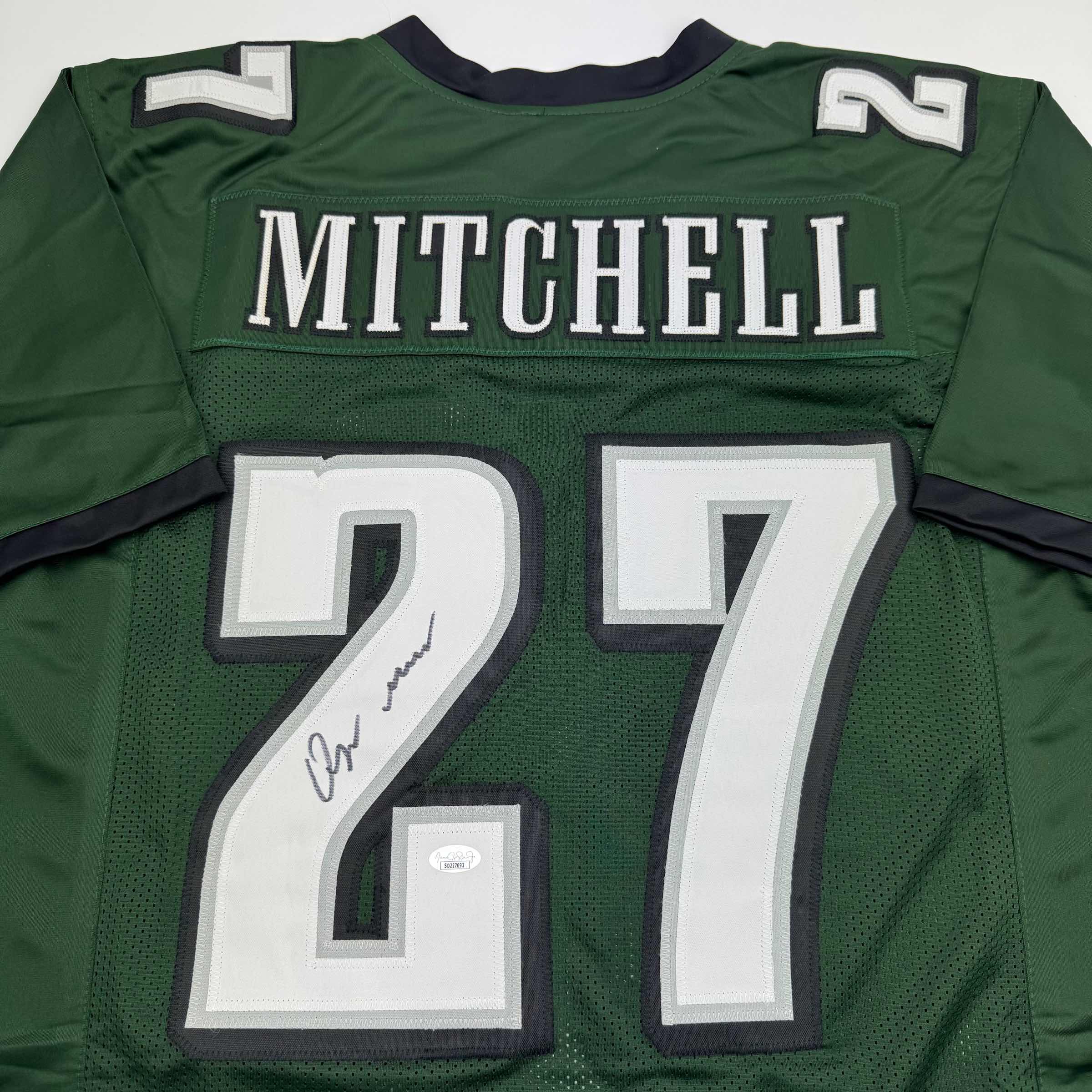 Autographed Quinyon Mitchell Philadelphia Green Football Jersey