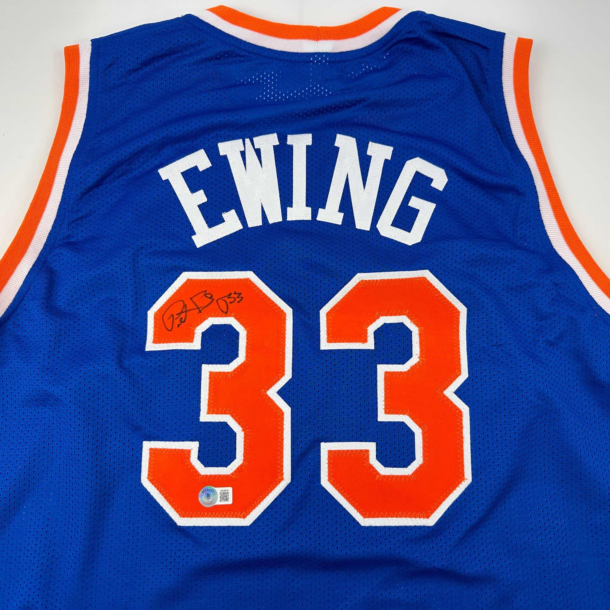 Autographed Patrick Ewing New York Blue Basketball Jersey Beckett