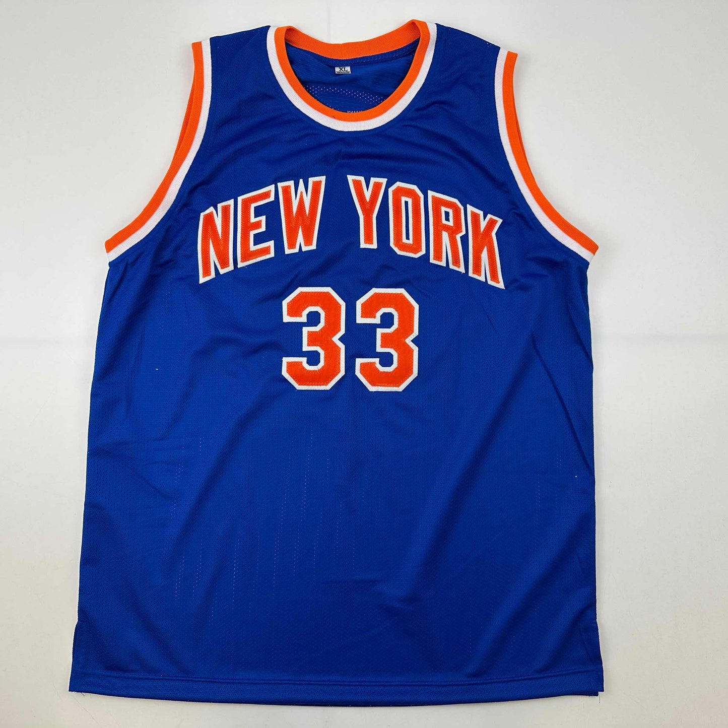 Autographed Patrick Ewing New York Blue Basketball Jersey Beckett