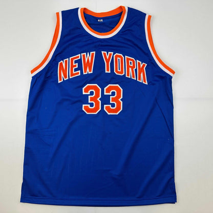 Autographed Patrick Ewing New York Blue Basketball Jersey Beckett