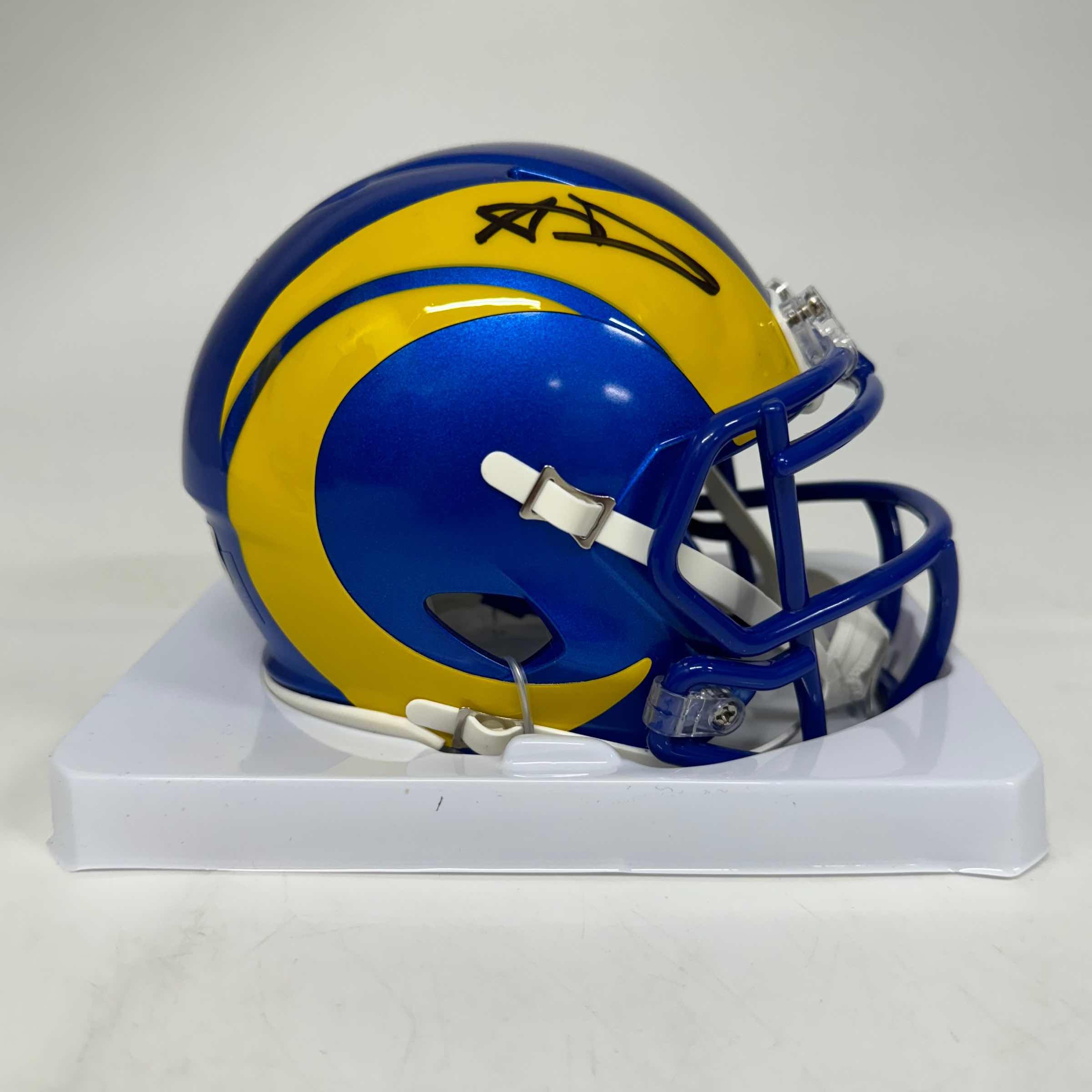 Autographed Los Angeles Rams Aaron Donald Mini Football Helmet
