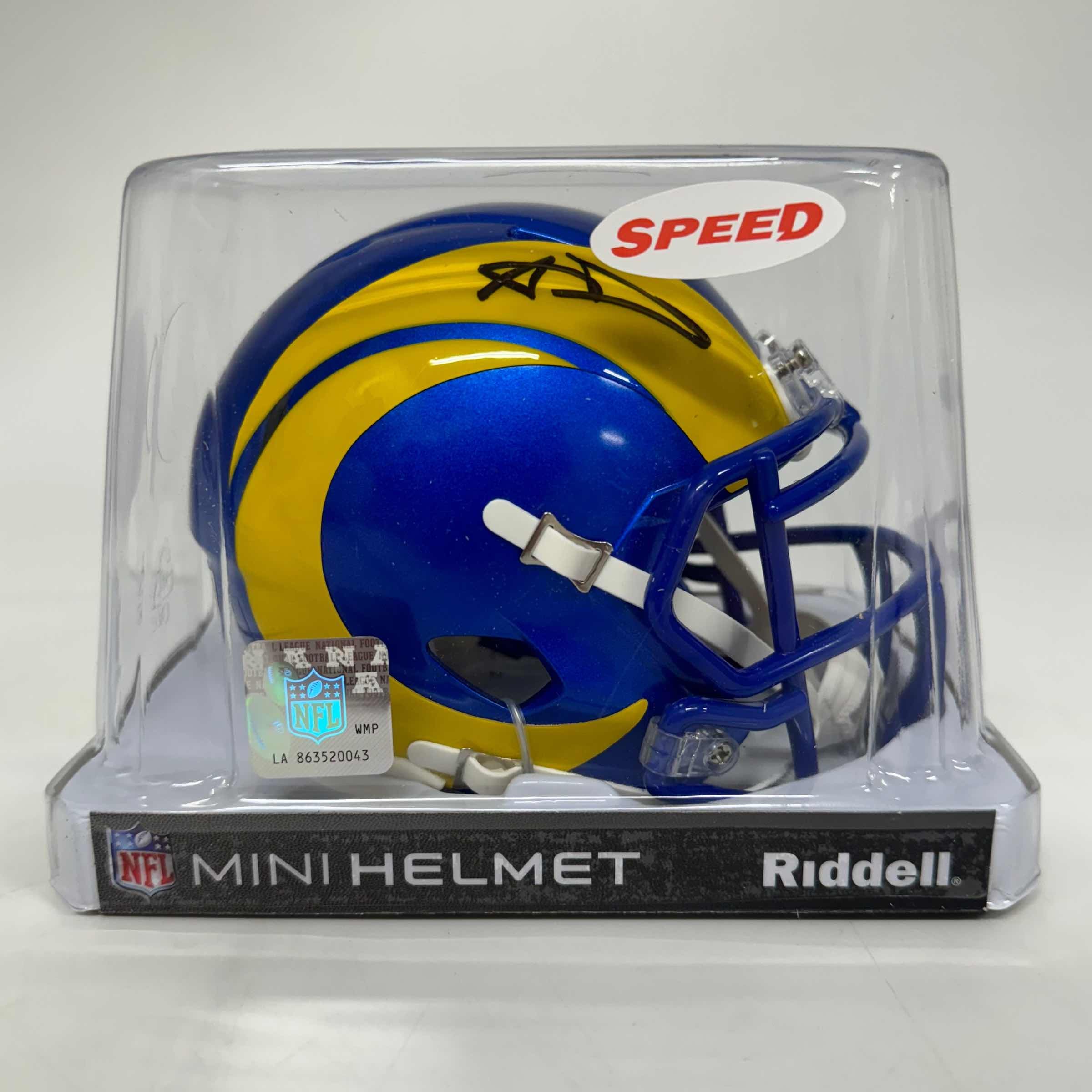 Autographed Los Angeles Rams Aaron Donald Mini Football Helmet