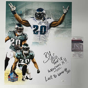 Autographed Philadelphia Eagles Brian Dawkins 3x Inscribed HOF 18 Weapon X Last To Wear #20 Philadelphia Eagles 16x20 Football Photo