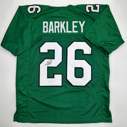 Autographed Saquon Barkley Philadelphia Eagles Kelly Green Football Jersey