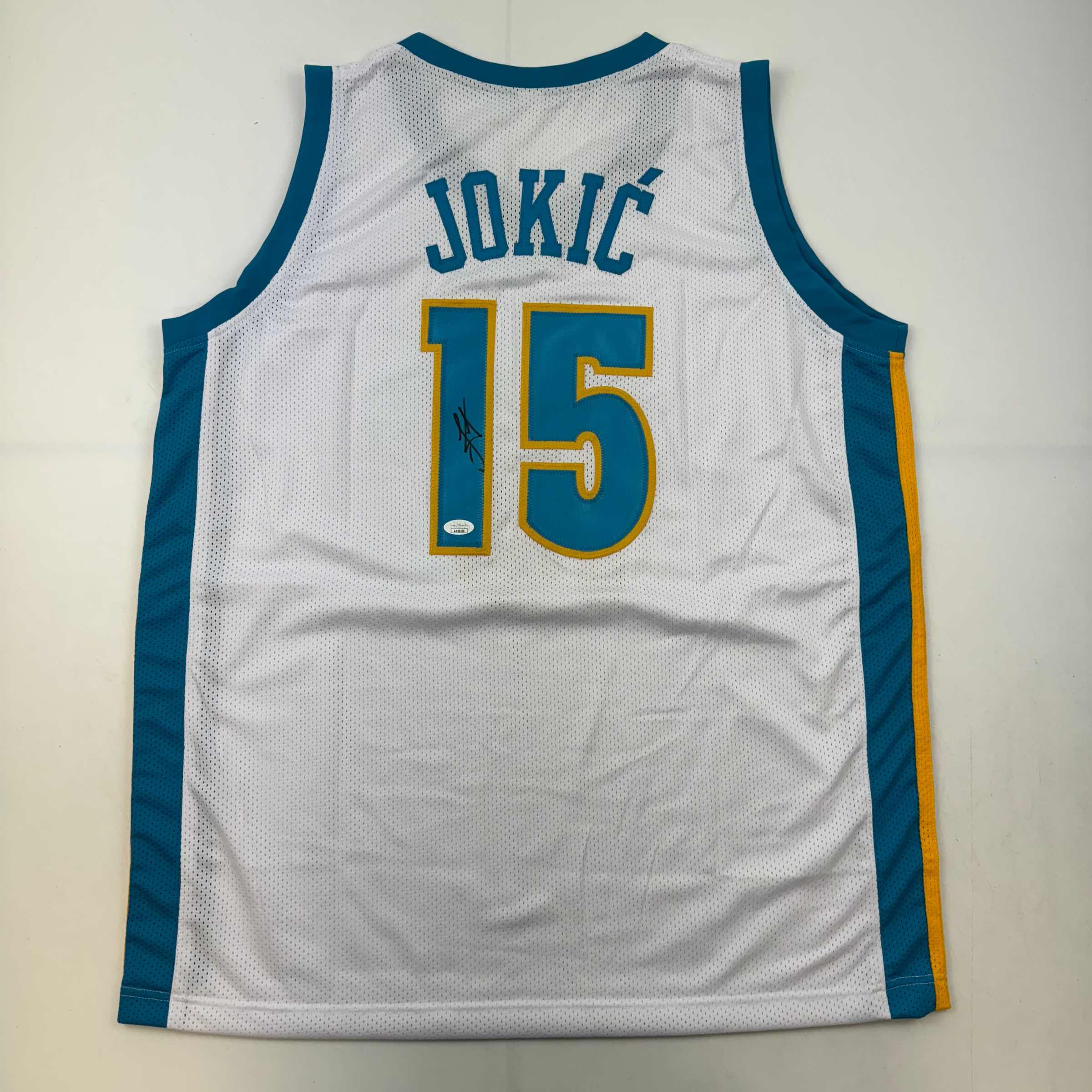 Autographed Nikola Jokic Denver White Retro Throwback Basketball Jersey