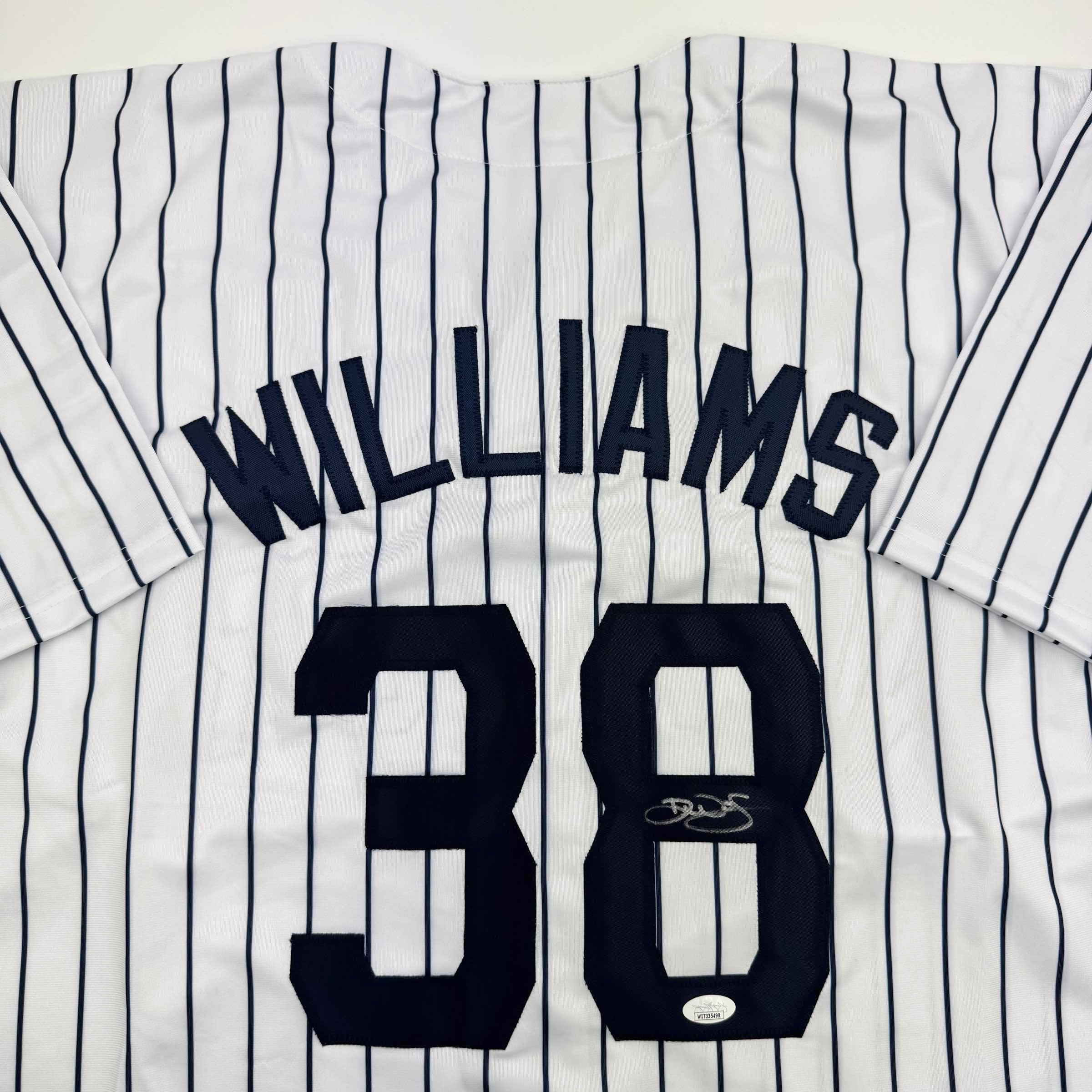 Autographed/Signed Devin Williams New York Pinstripe Baseball Jersey JSA COA