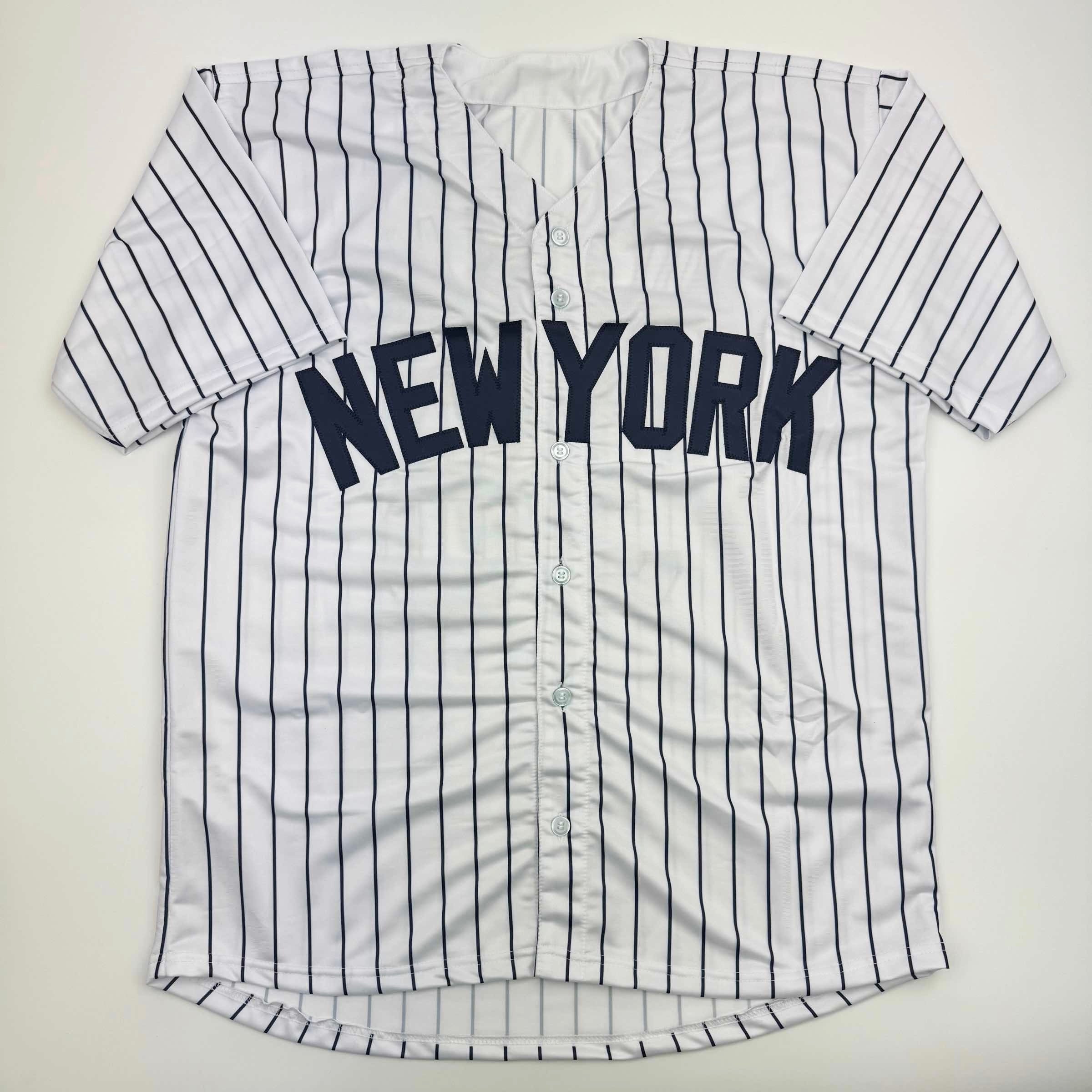 Autographed/Signed Devin Williams New York Pinstripe Baseball Jersey JSA COA