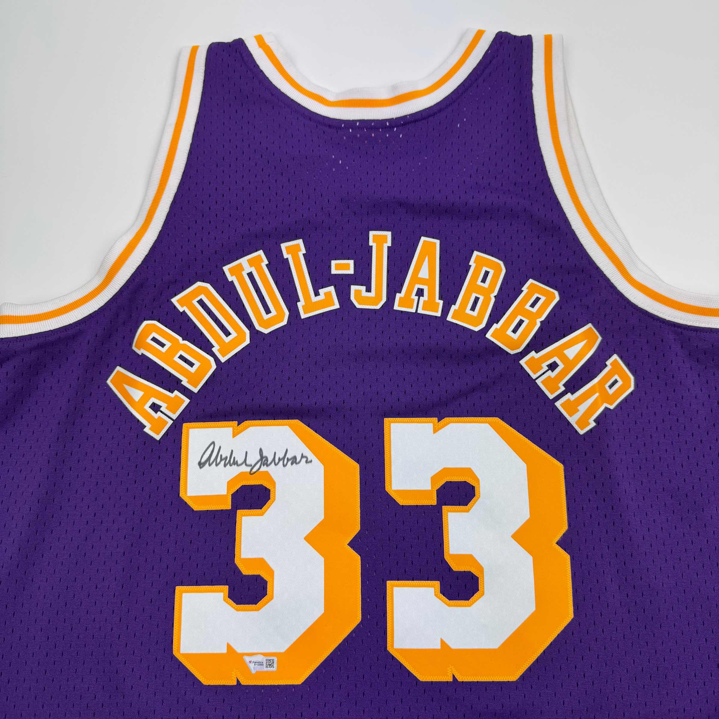 Autographed/Signed Kareem Abdul-Jabbar Los Angeles Lakers Mitchell & Ness Purple Basketball Jersey Fanatics COA