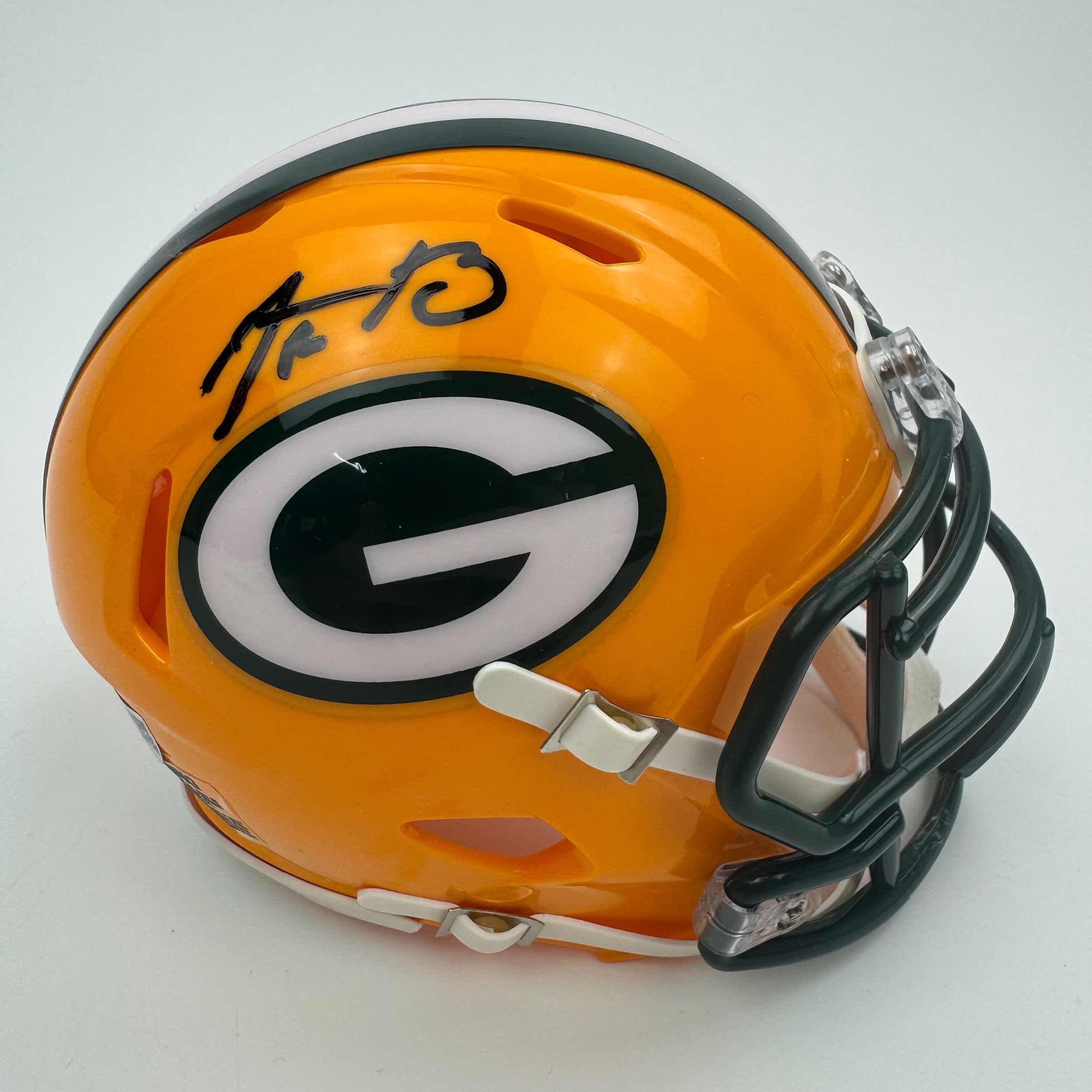Autographed Green Bay Packers Aaron Rodgers Football Speed Mini Helmet