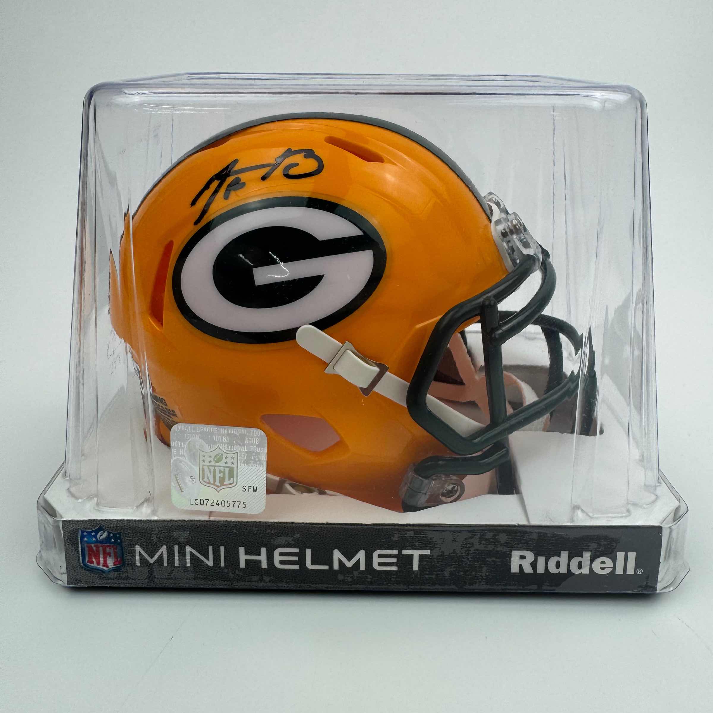 Autographed Green Bay Packers Aaron Rodgers Football Speed Mini Helmet