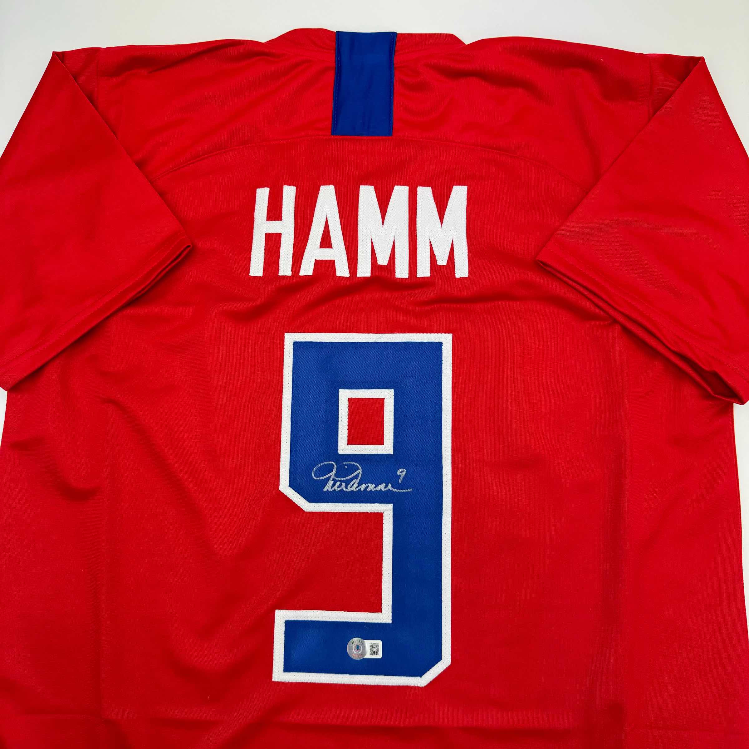 Autographed Mia Hamm Red Soccer Team USA World Cup Jersey