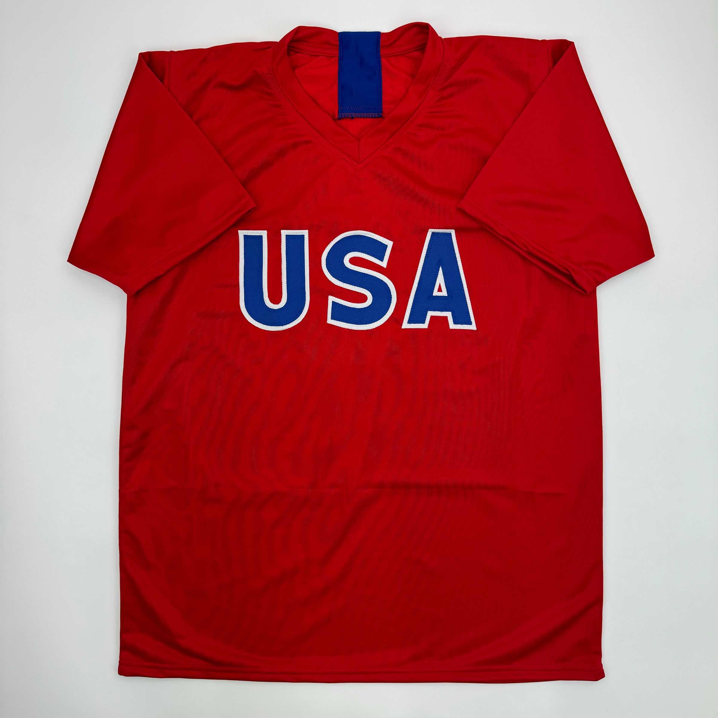 Autographed Mia Hamm Red Soccer Team USA World Cup Jersey