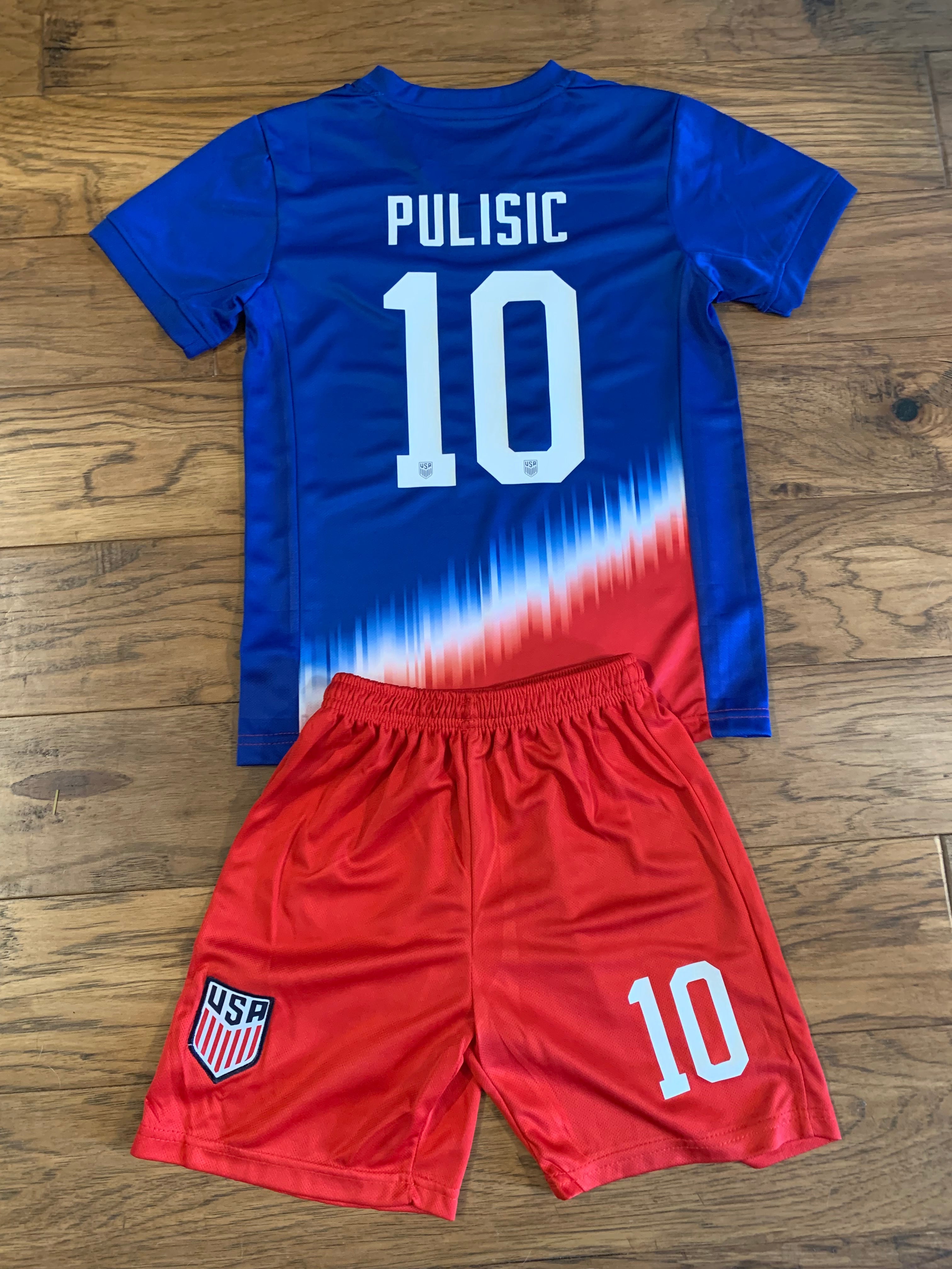 Christian Pulisic Usa 2024 Kids Youth Soccer Jersey Kit 2 Piece Set