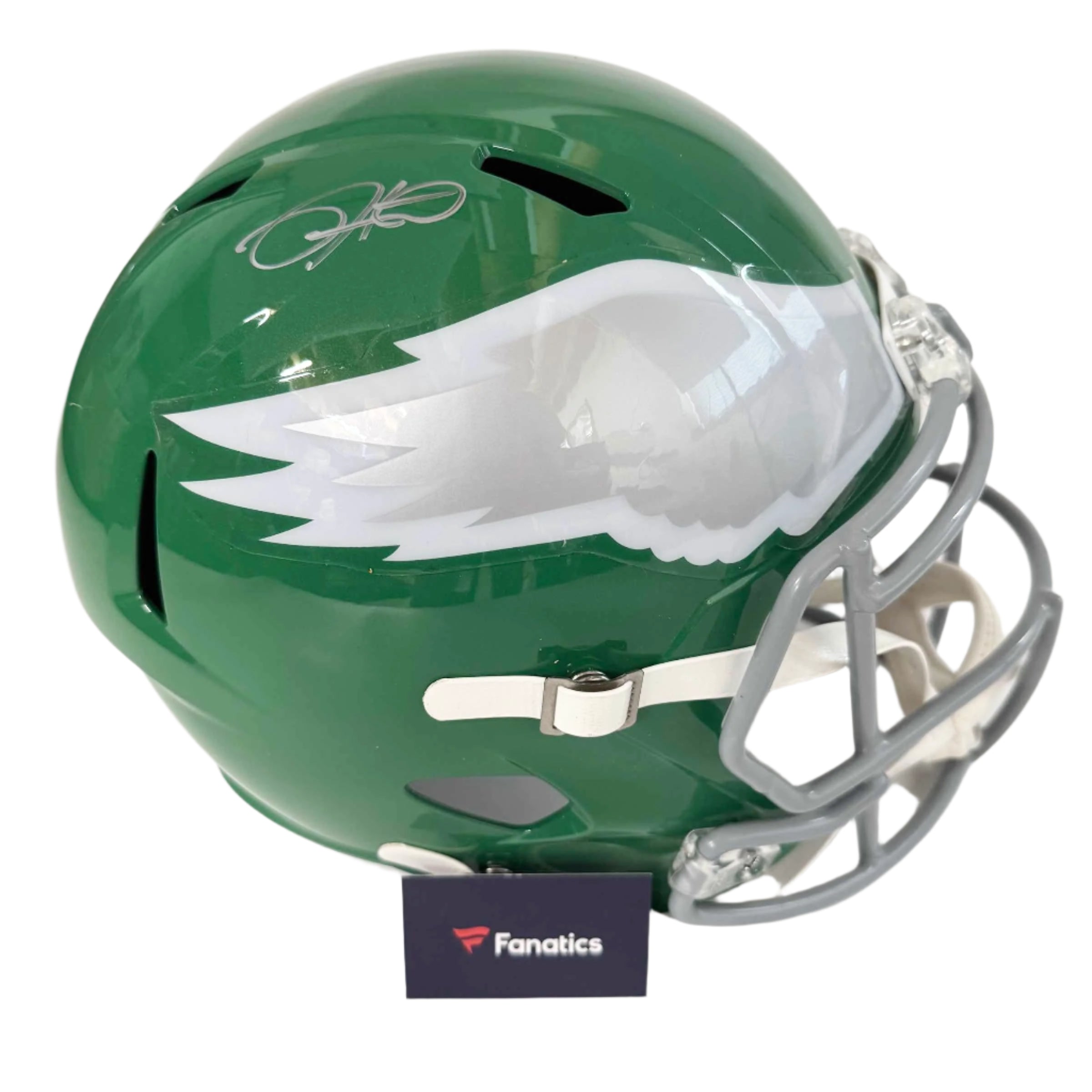 Autographed Philadelphia Eagles Jalen Hurts Kelly Green Full Size Replica Football Helmet