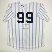 Autographed New York Yankees Aaron Judge Authentic Majestic Pinstripe Baseball Jersey