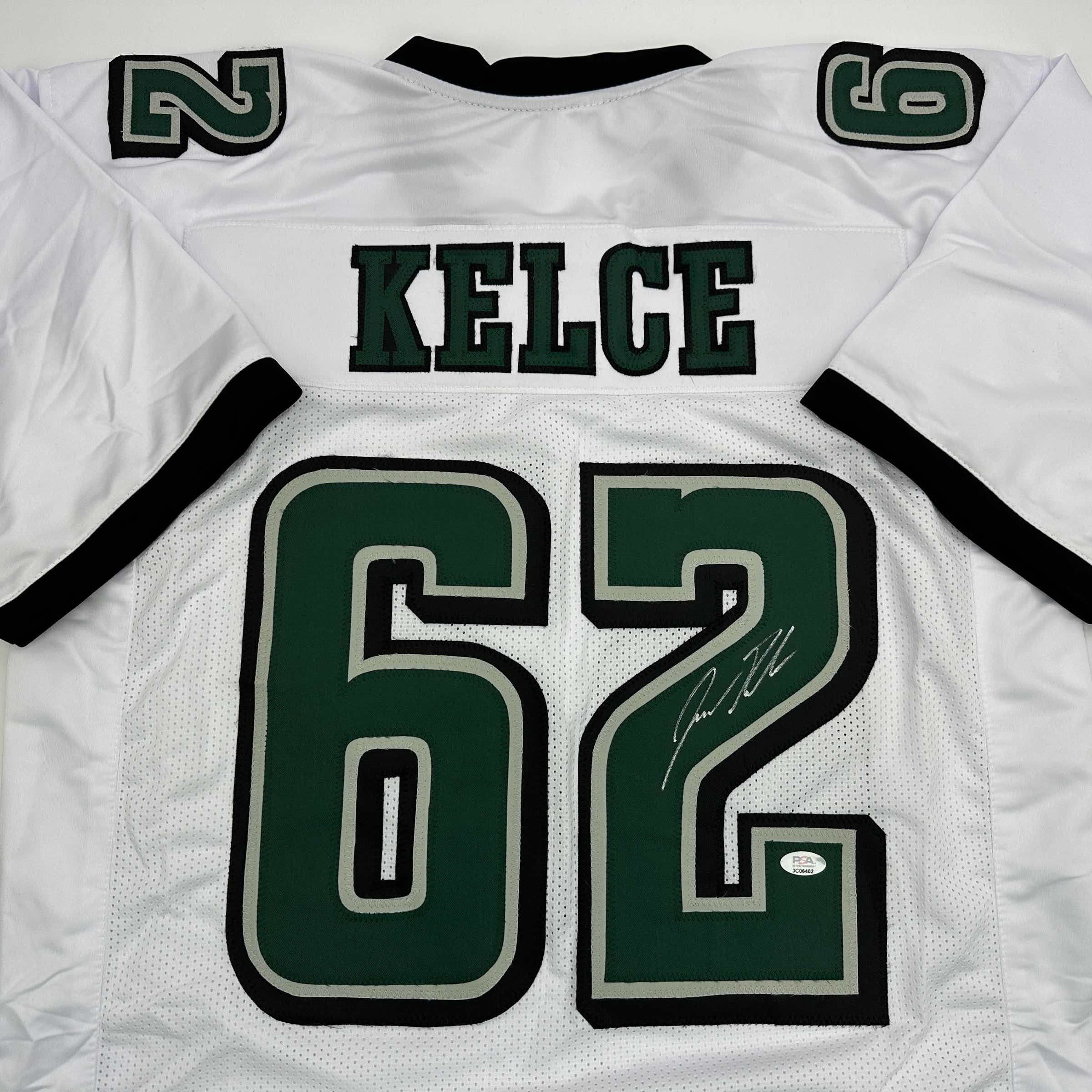 Autographed/Signed Jason Kelce Philadelphia White Football Jersey PSA/DNA COA